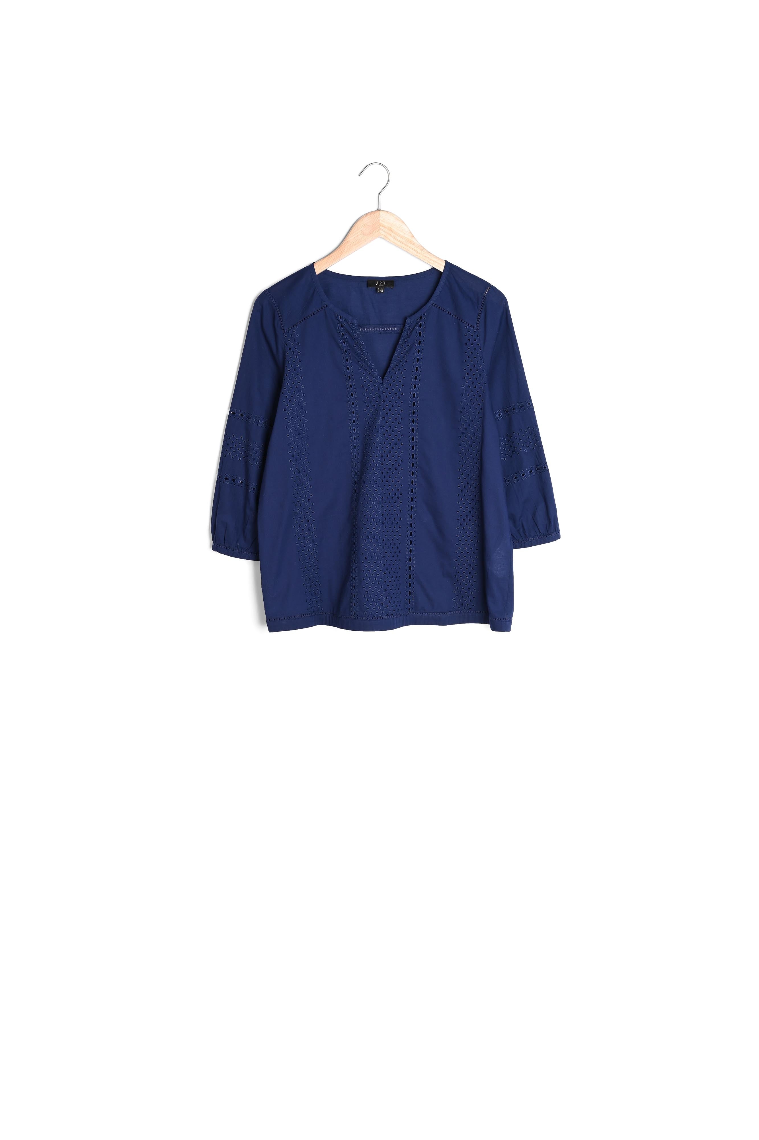 Blouse marine broderie anglaise Verveine Faume - seconde main