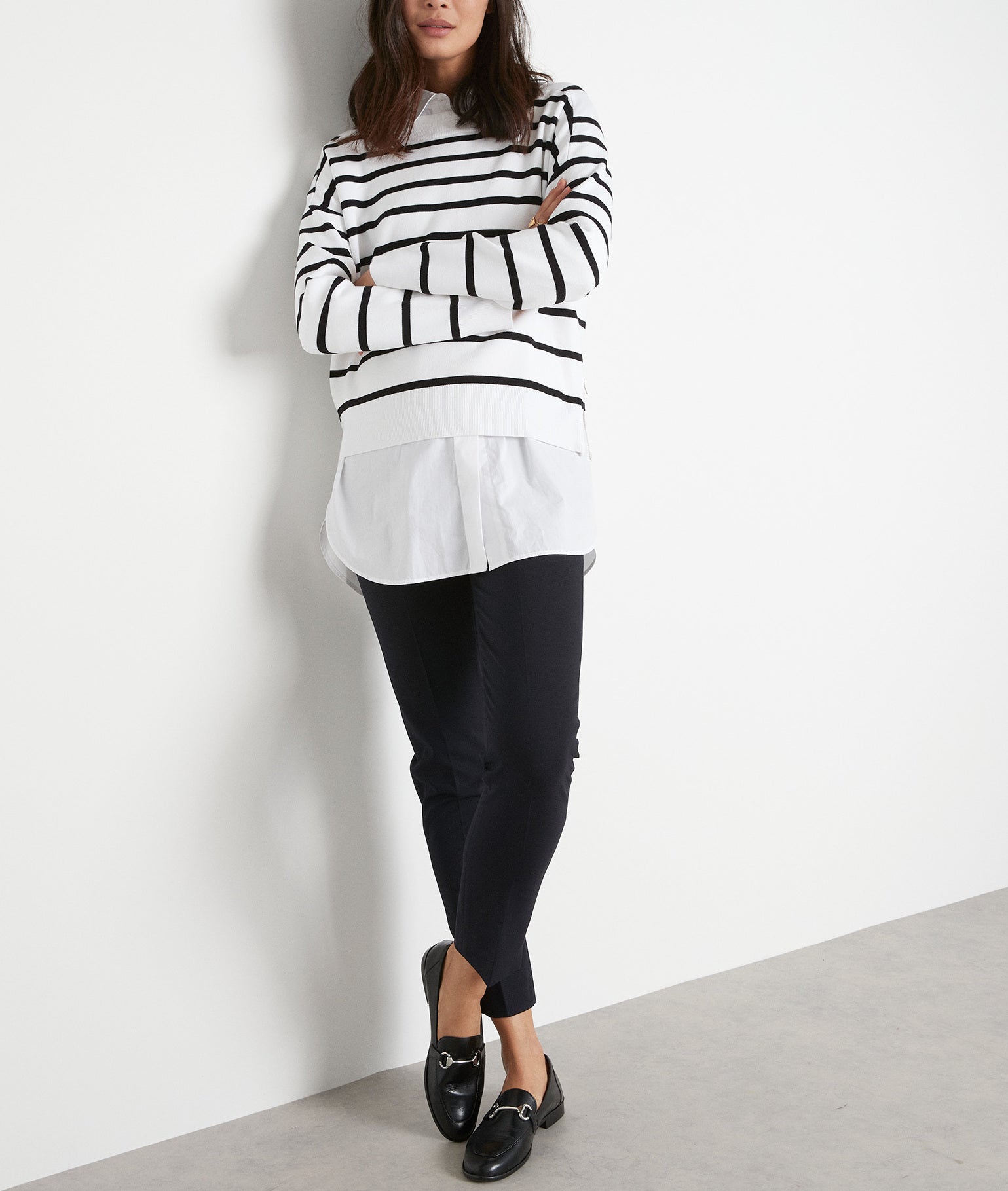 Pull marinière en viscose EcoVero blanche Paolino Faume - seconde main