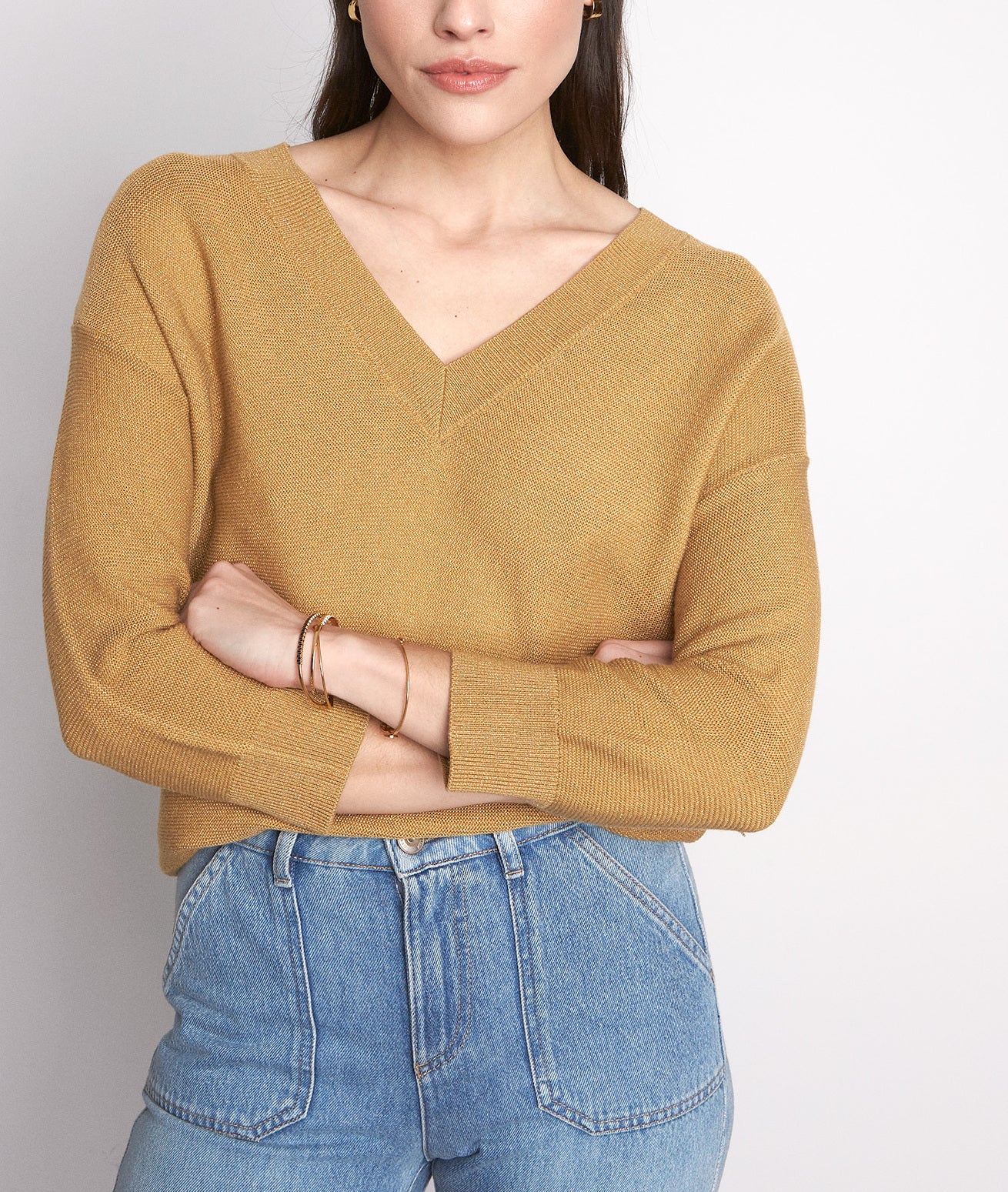 Pull fin au col V miel Parana Faume - seconde main