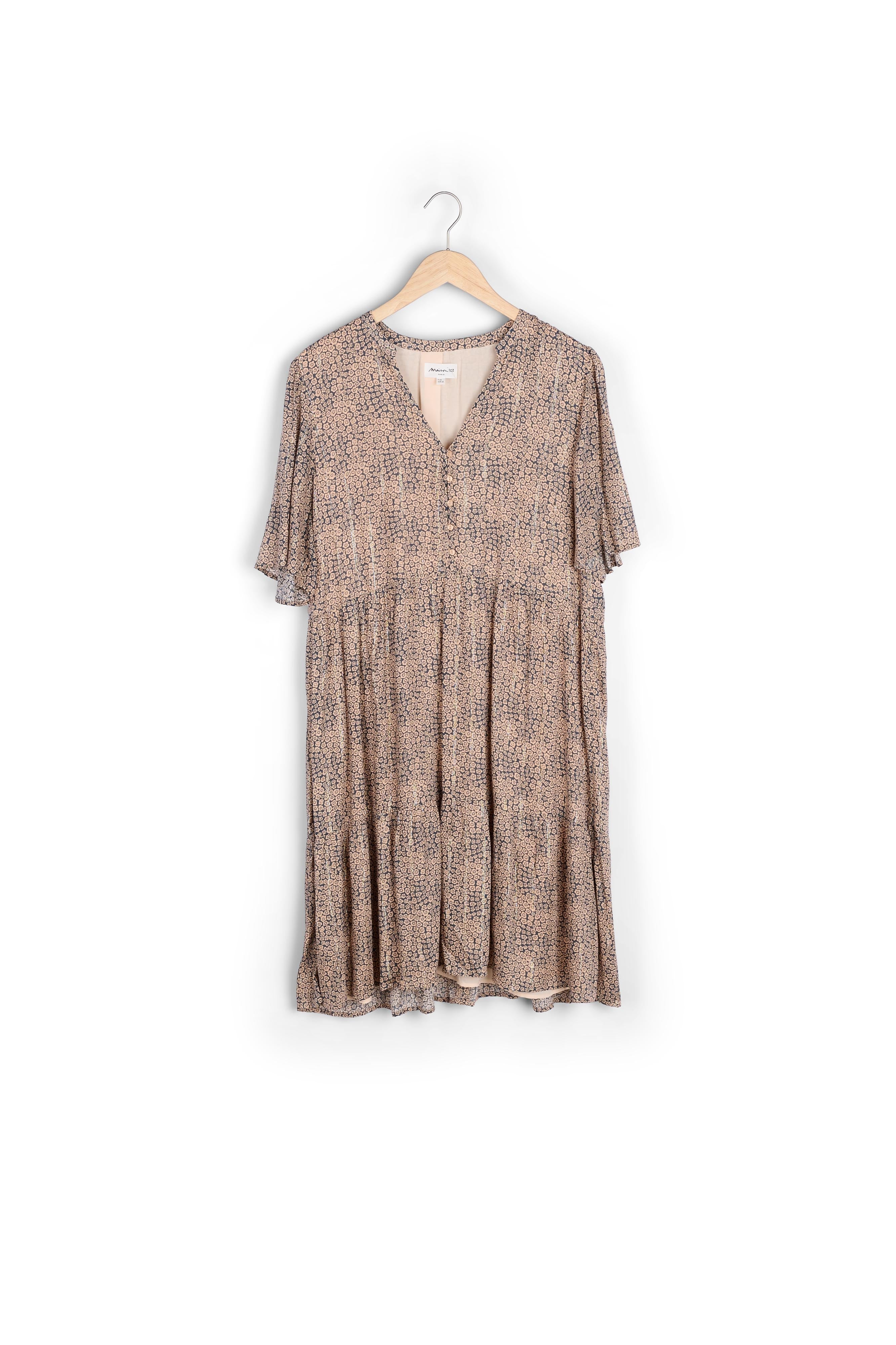 Robe courte imprimée beige Nara Faume - seconde main