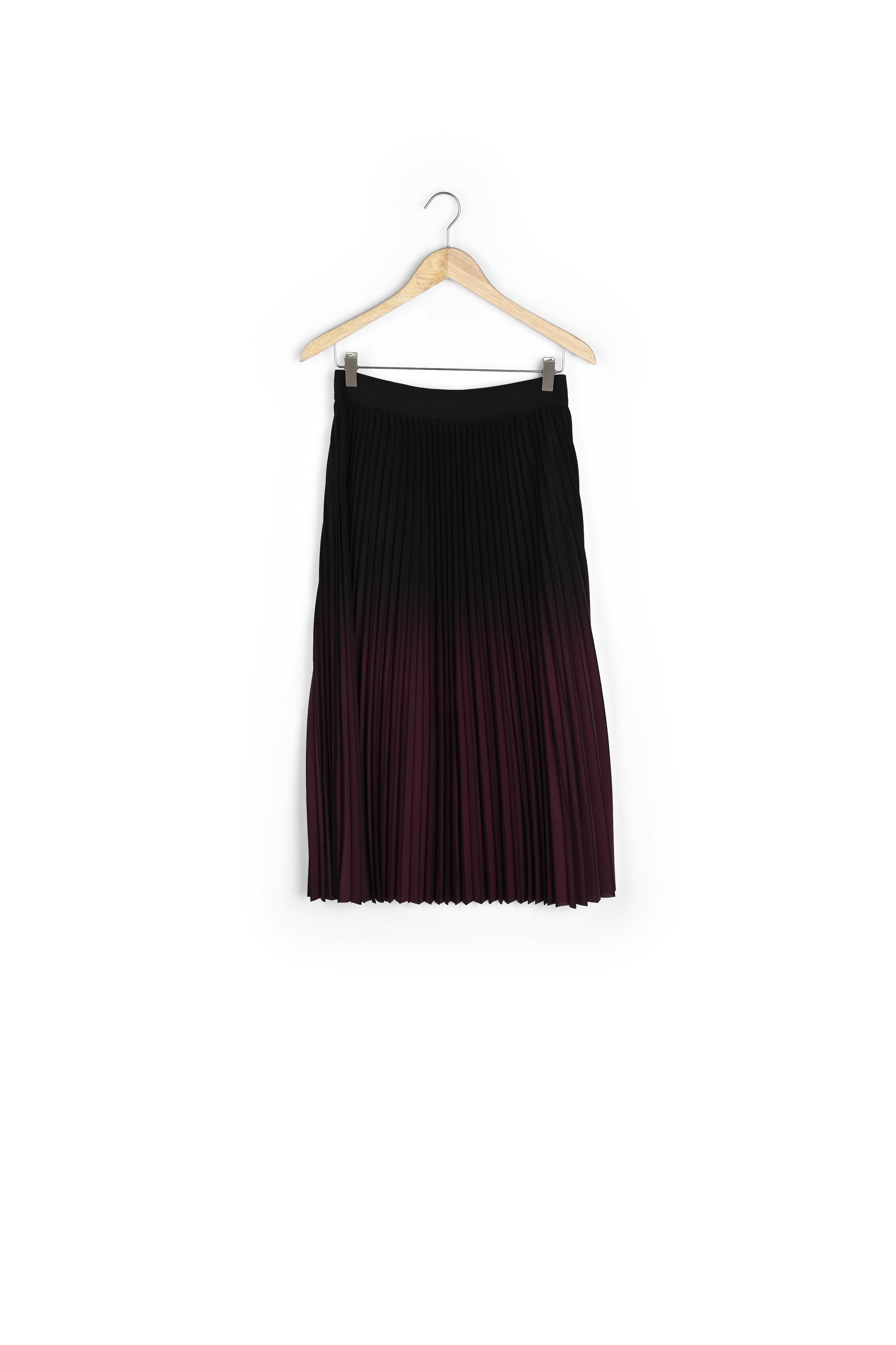 Jupe mi-longue plissée tie and dye bordeaux Fatel Faume - seconde main