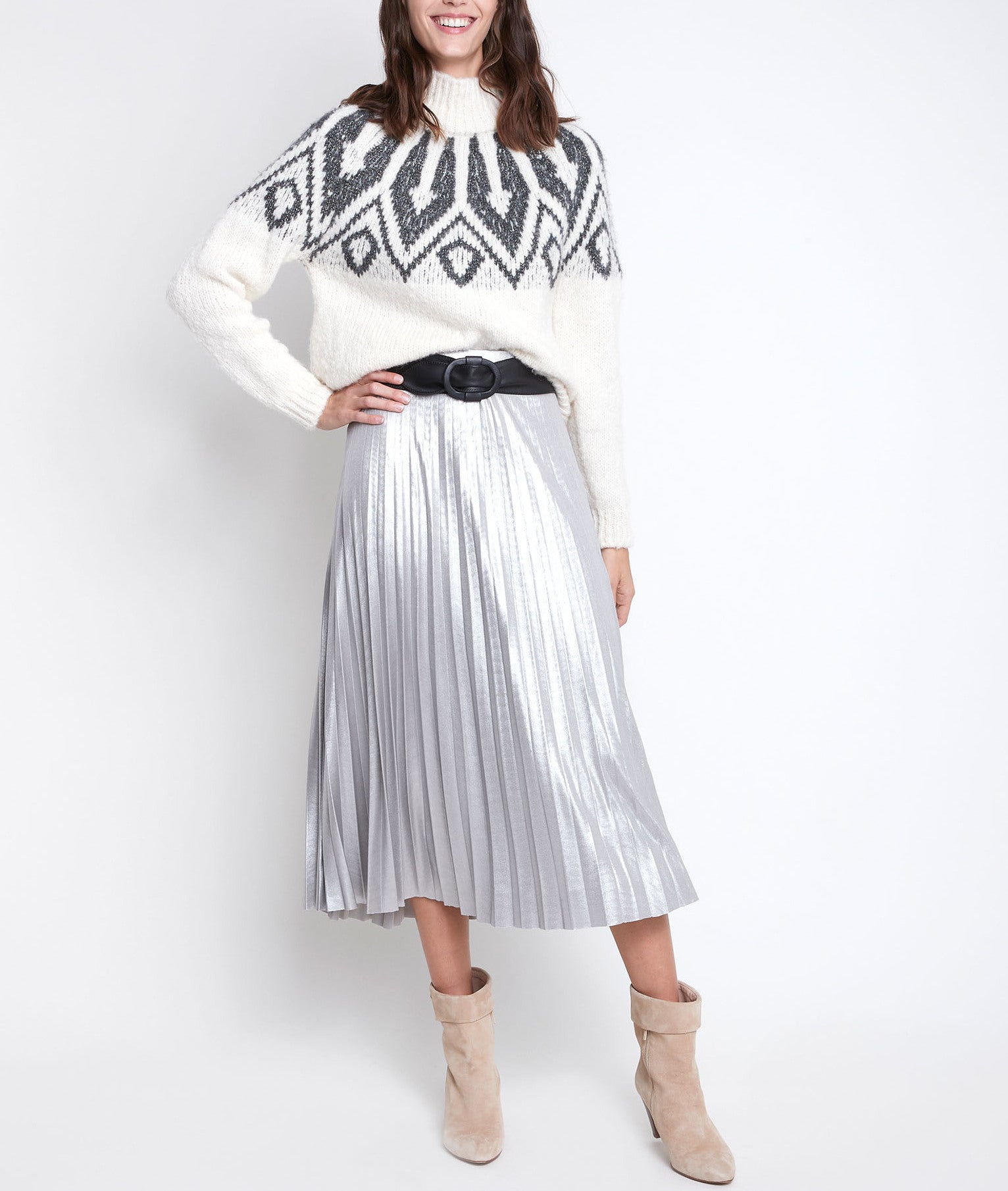 Jupe plissée métallisée Grazie Faume - seconde main