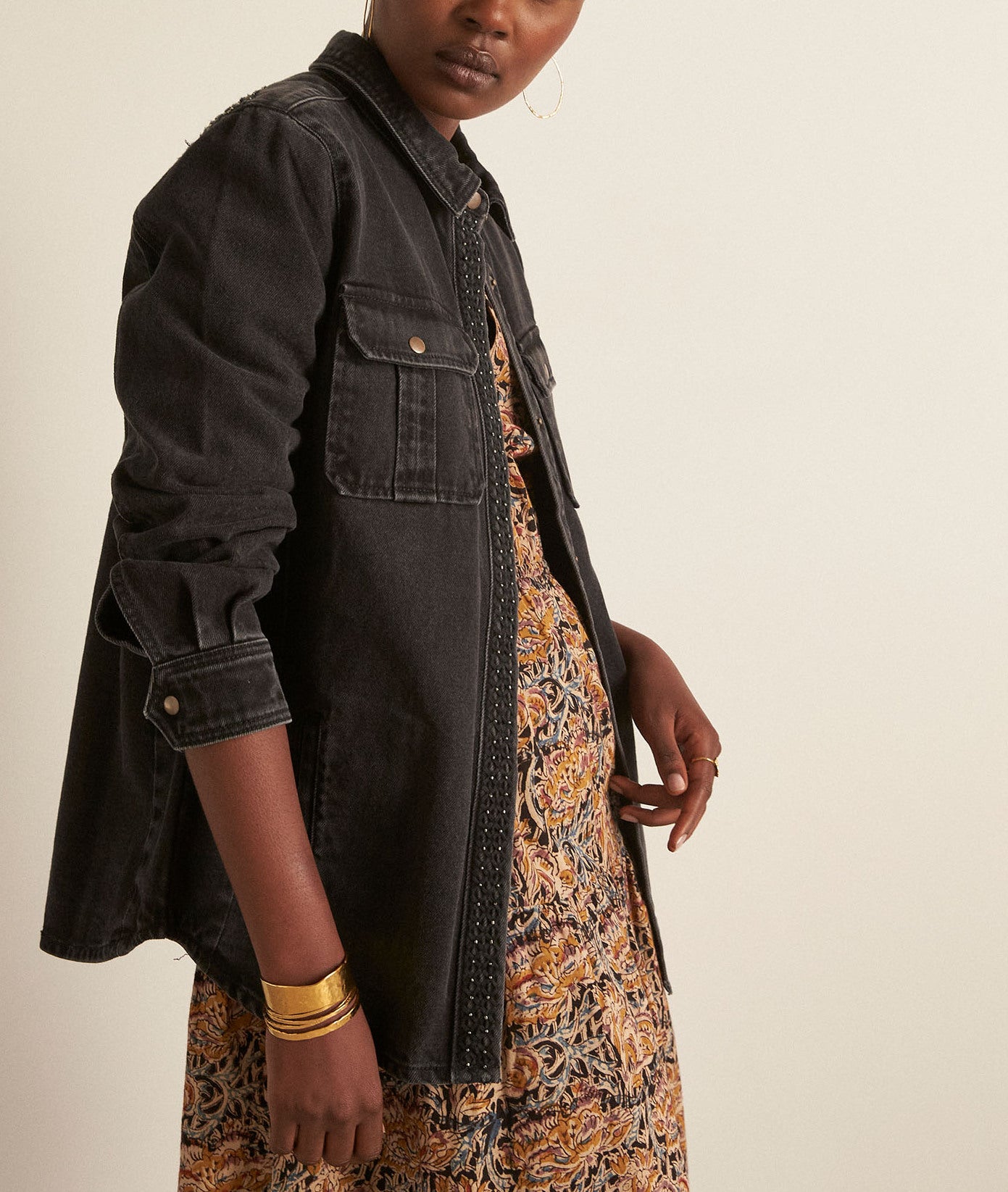 Surchemise en jean noire Filou Faume - seconde main