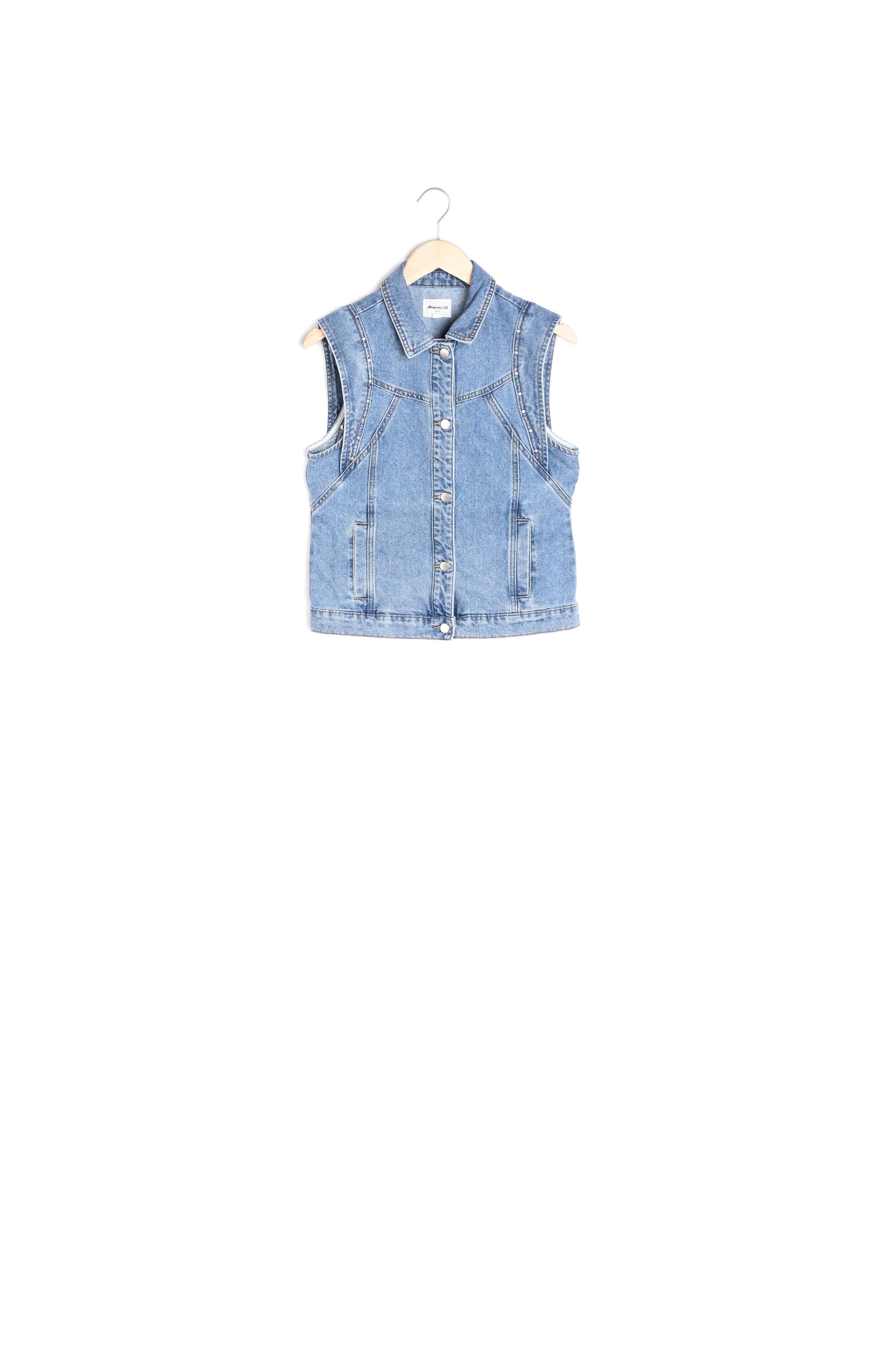 Veste en jean sans manches stone used Fanfan Faume - seconde main
