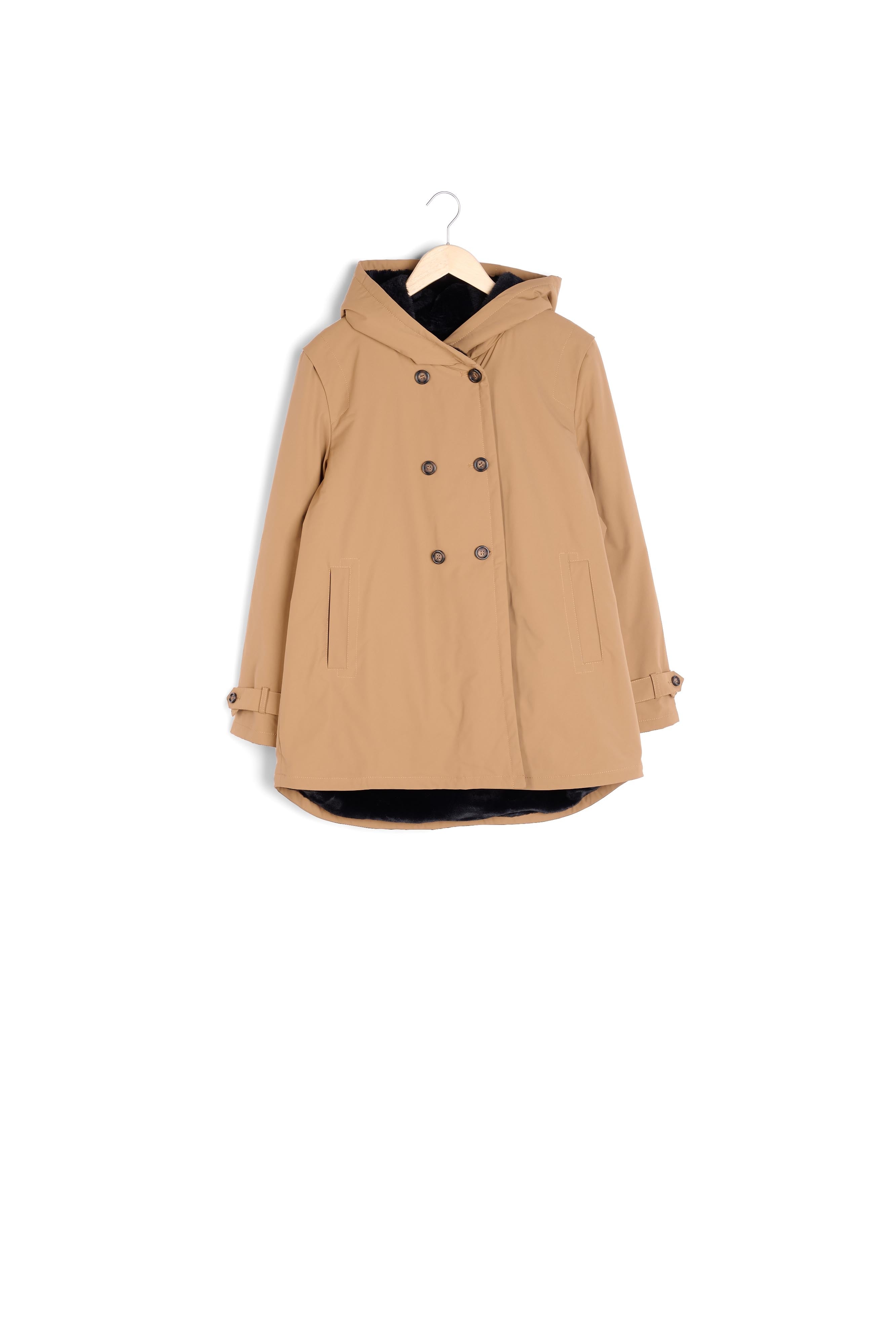 Parka fourrée à capuche camel Gaby Faume - seconde main