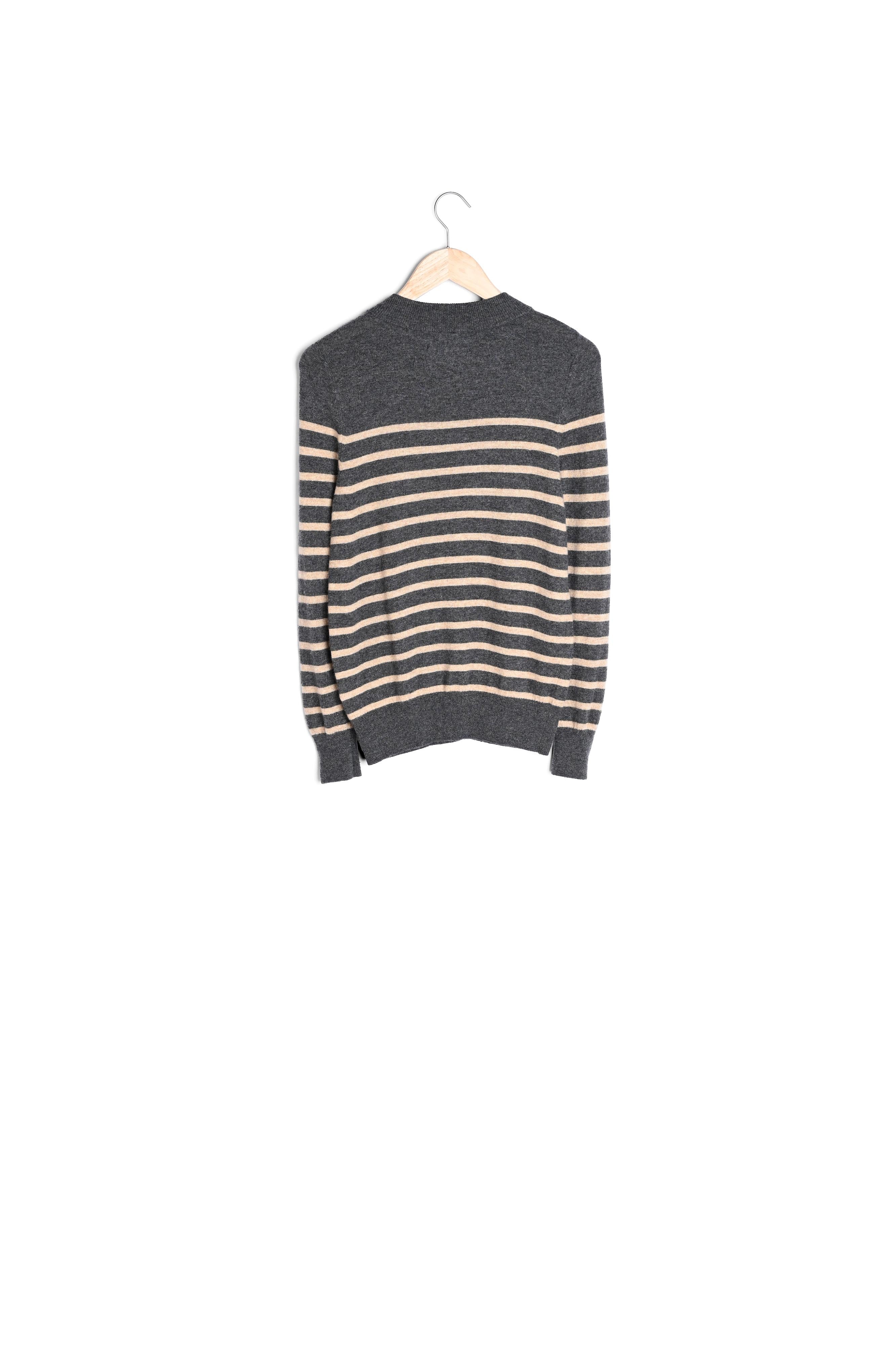 Pull marin en laine responsable et cachemire gris Bixente Faume - seconde main