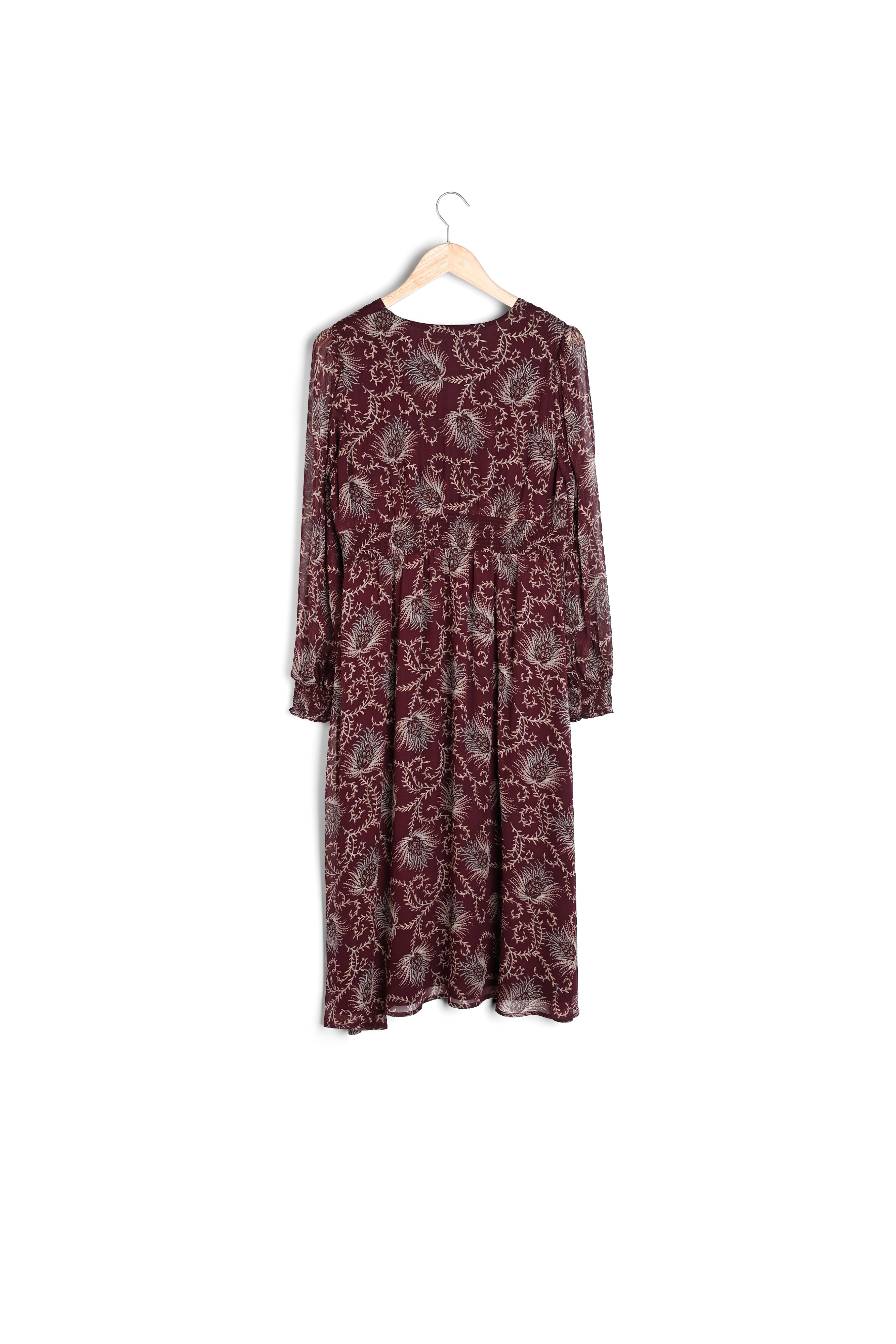 Robe mi-longue imprimée bordeaux Stecy Faume - seconde main