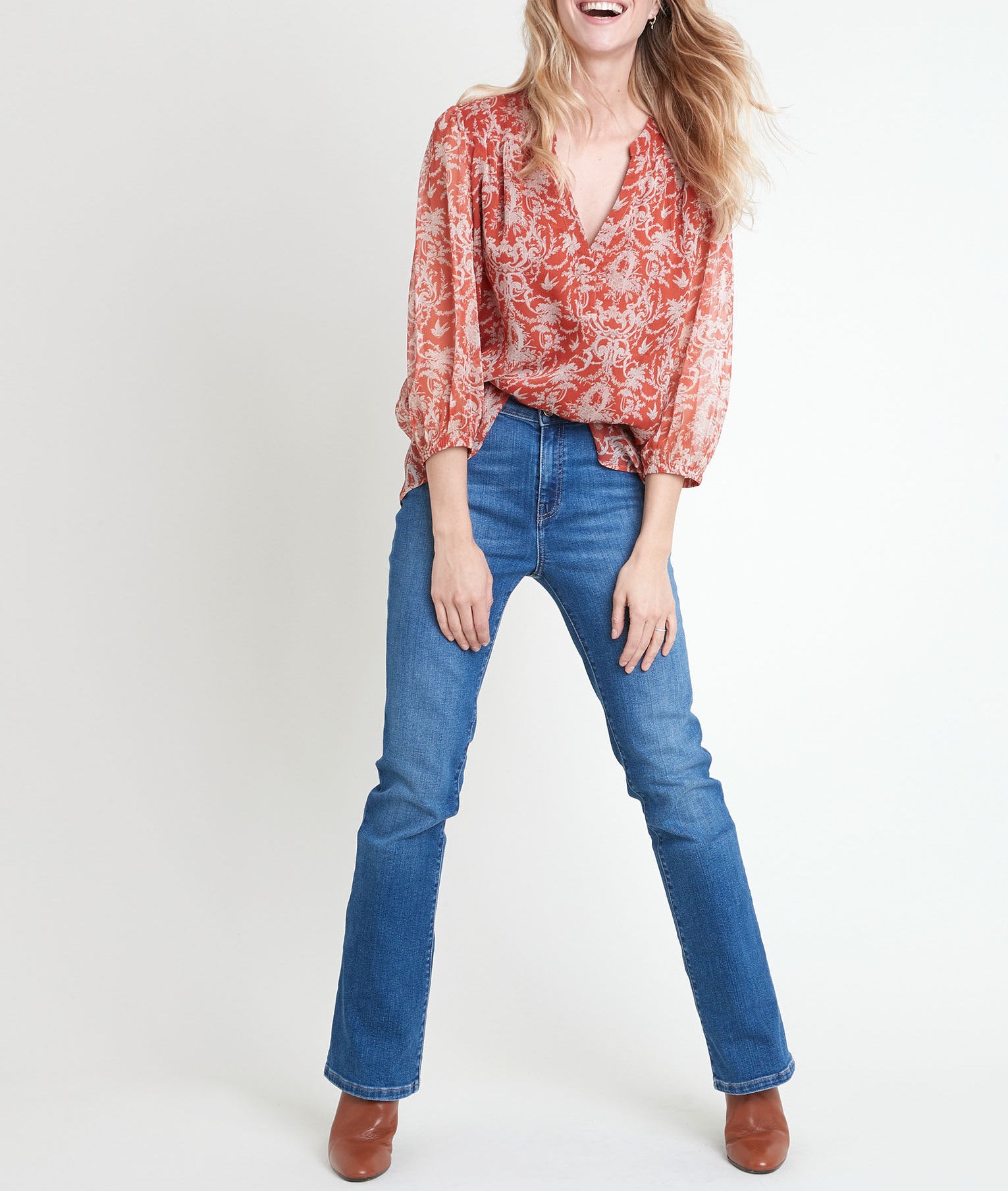 Blouse orange imprimée Elsa Faume - seconde main