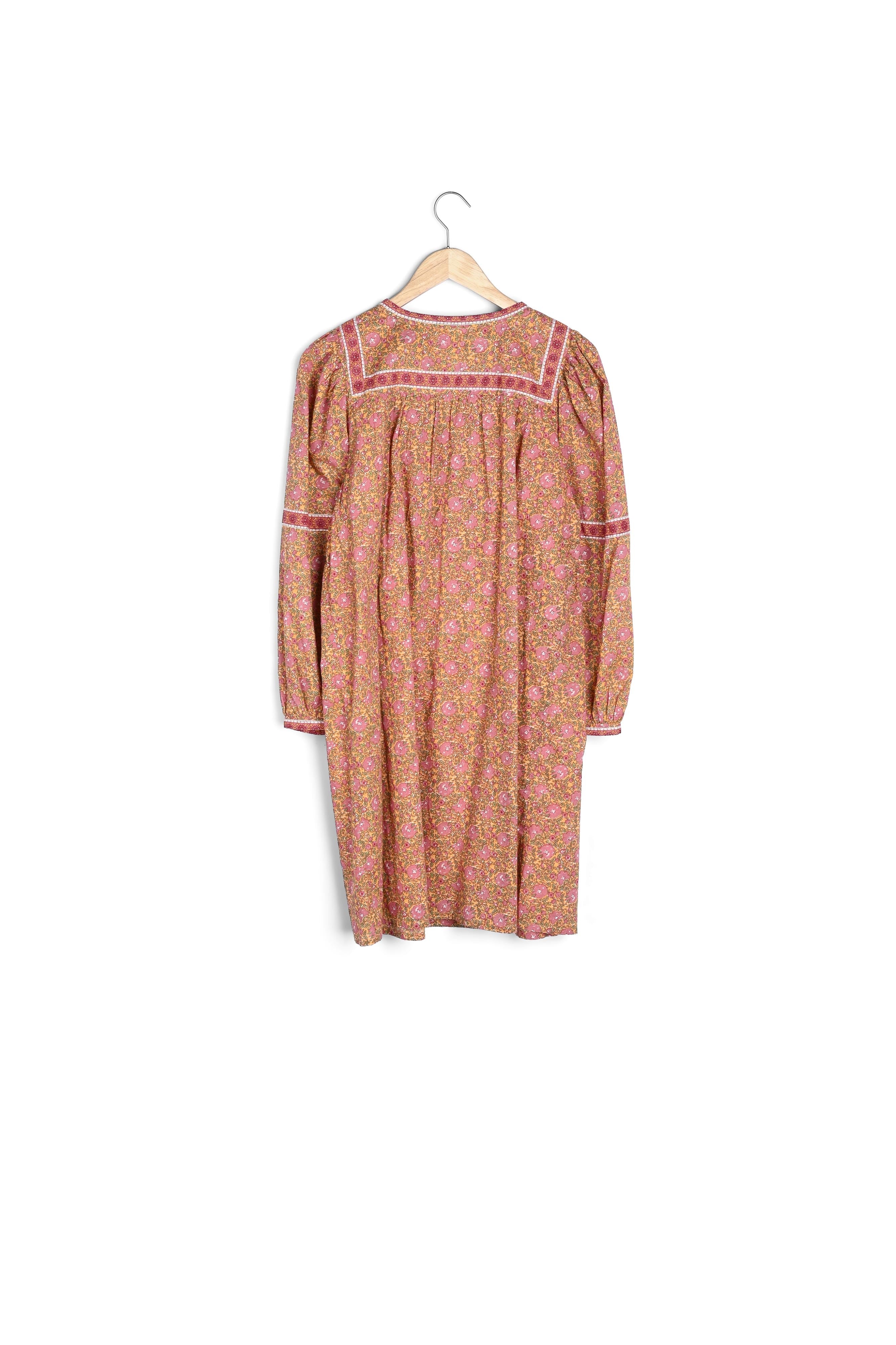 Robe courte imprimée en coton caramel Nawal Faume - seconde main