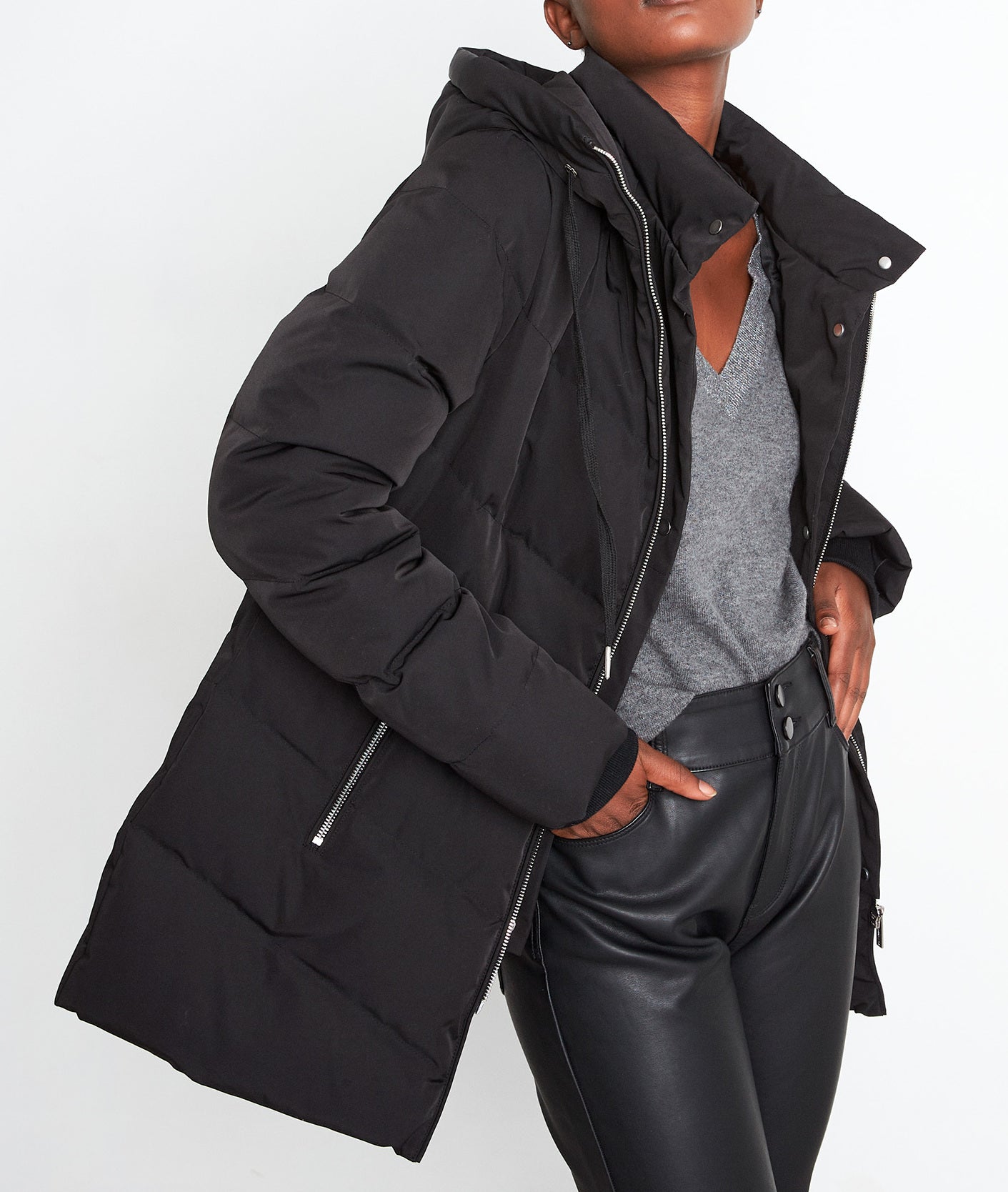 Doudoune longue matelassé noir Ondine Faume - seconde main