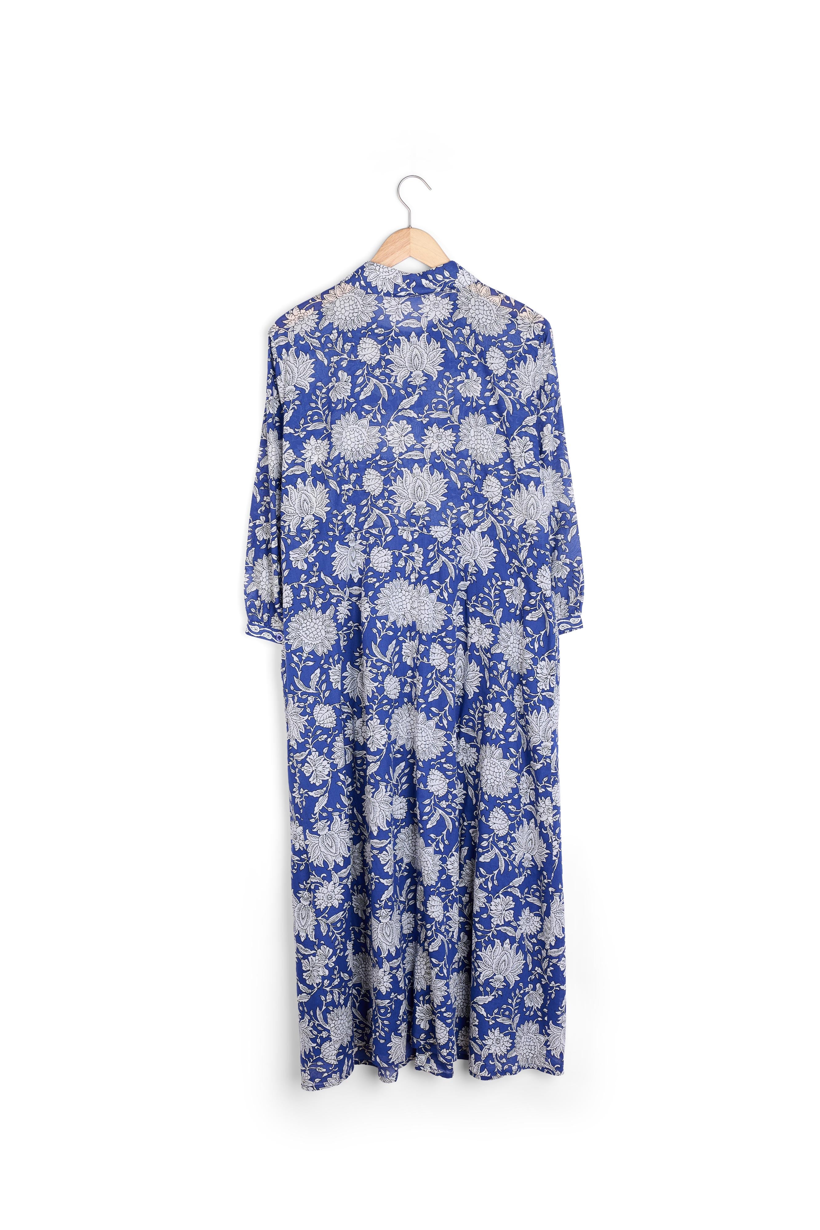 Robe longue imprimée en coton bleu roi Naurice Faume - seconde main