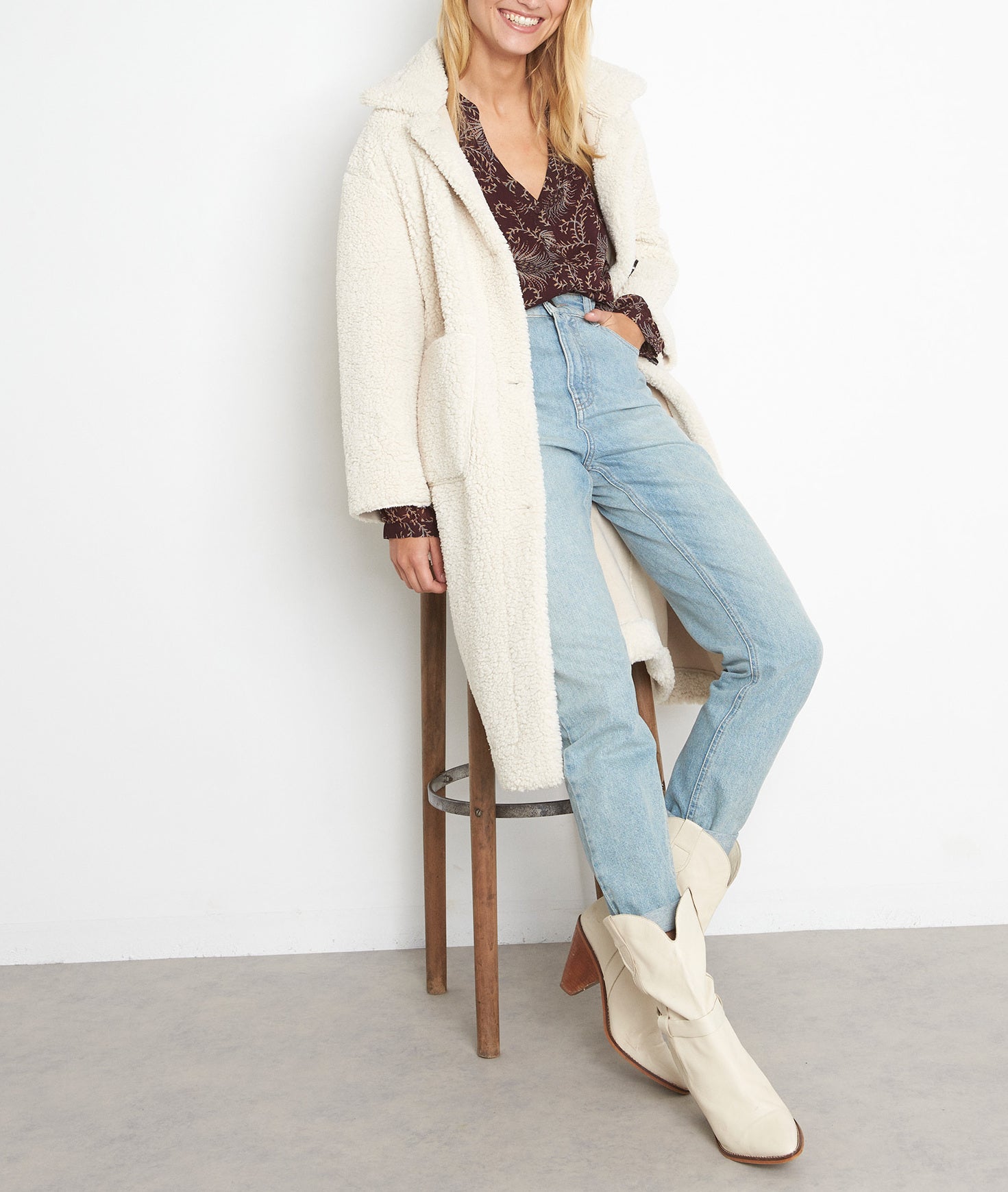 Blouse fluide imprimée bordeaux Anne Faume - seconde main