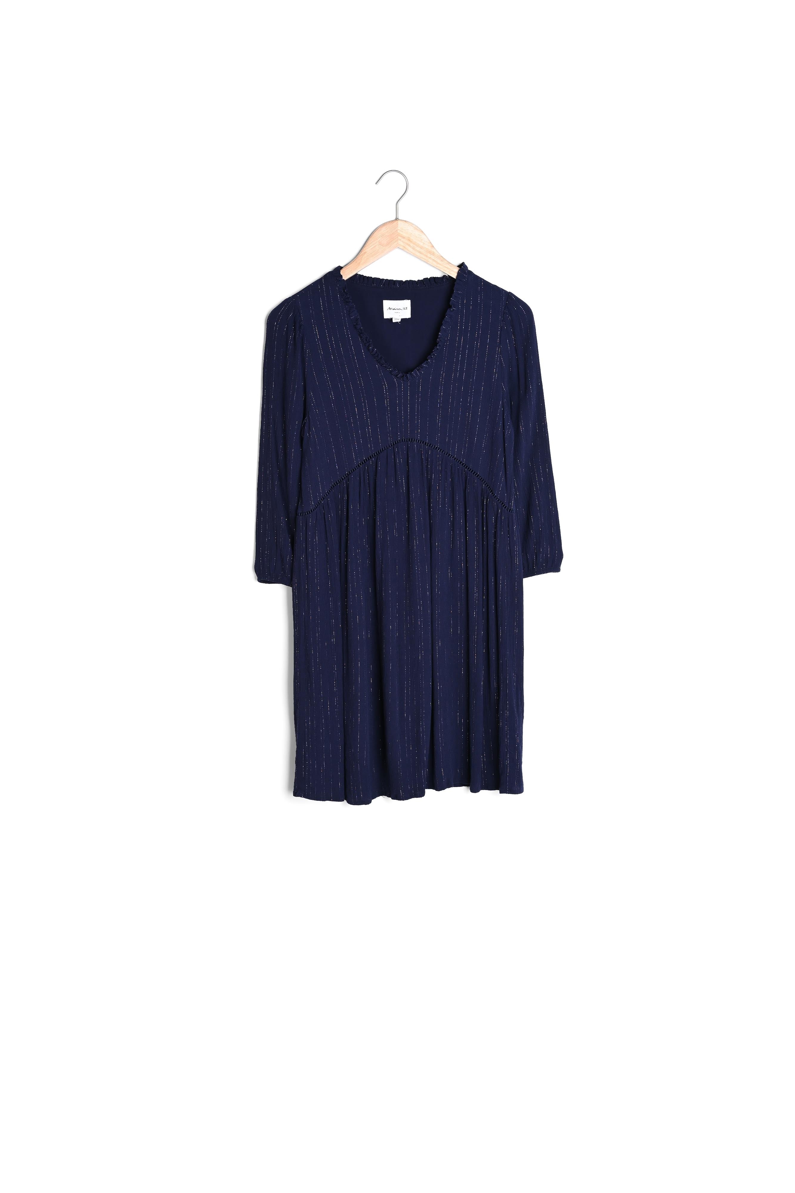 Robe marine trapèze en lurex Larissa Faume - seconde main