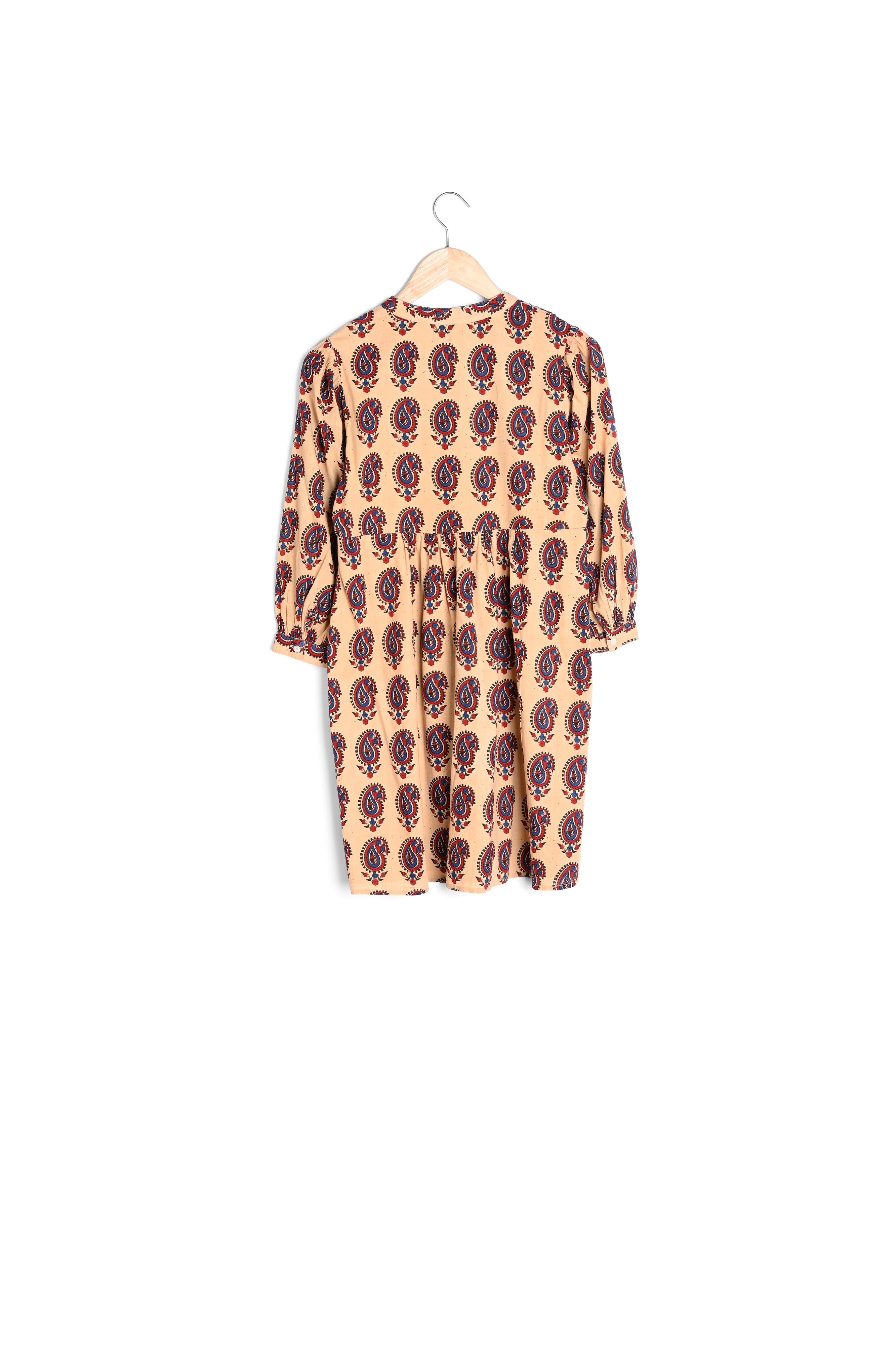 Robe courte imprimée en coton beige Hariana Faume - seconde main