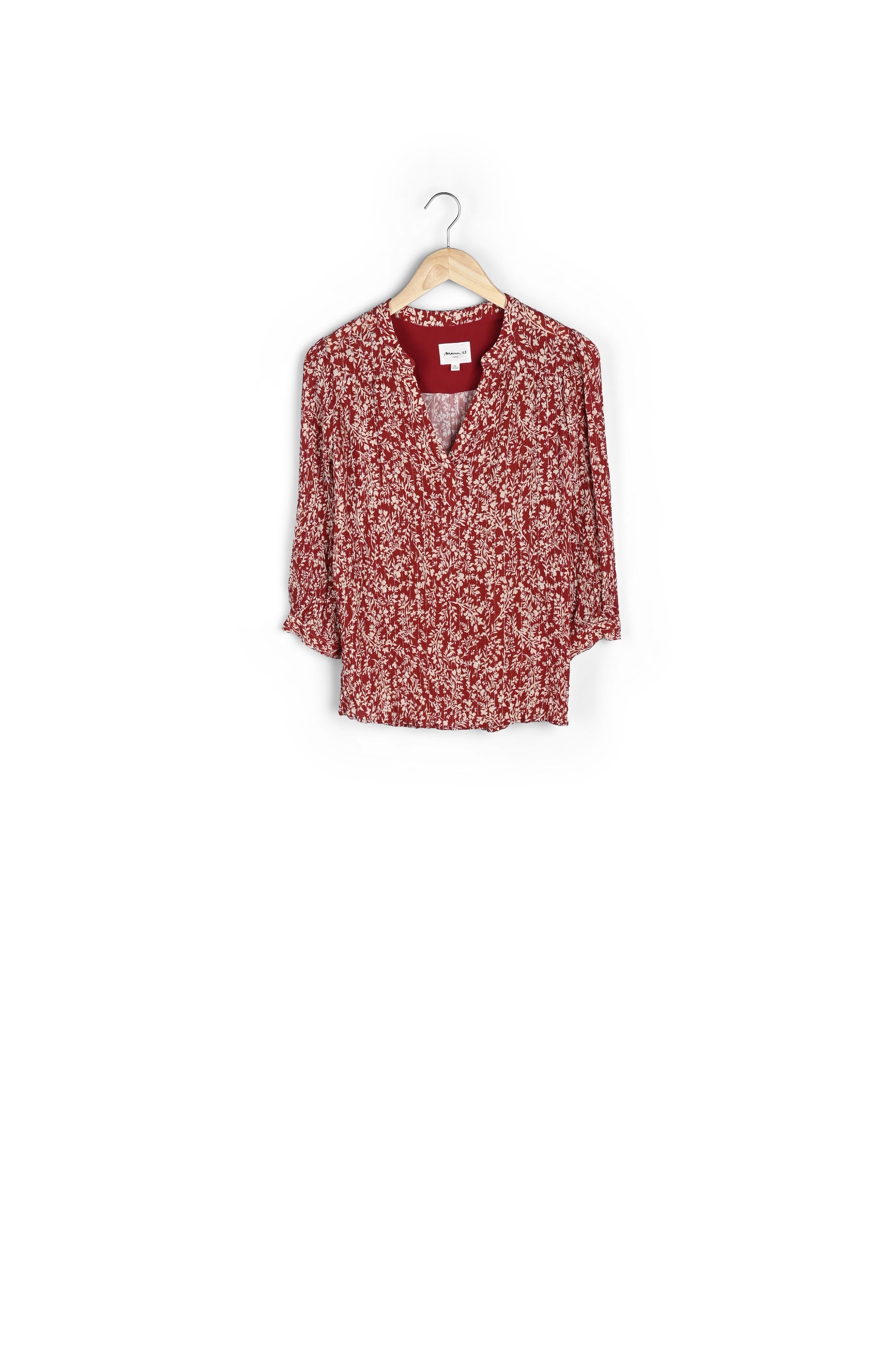 Blouse rouge imprimé fleuri Elsa Faume - seconde main