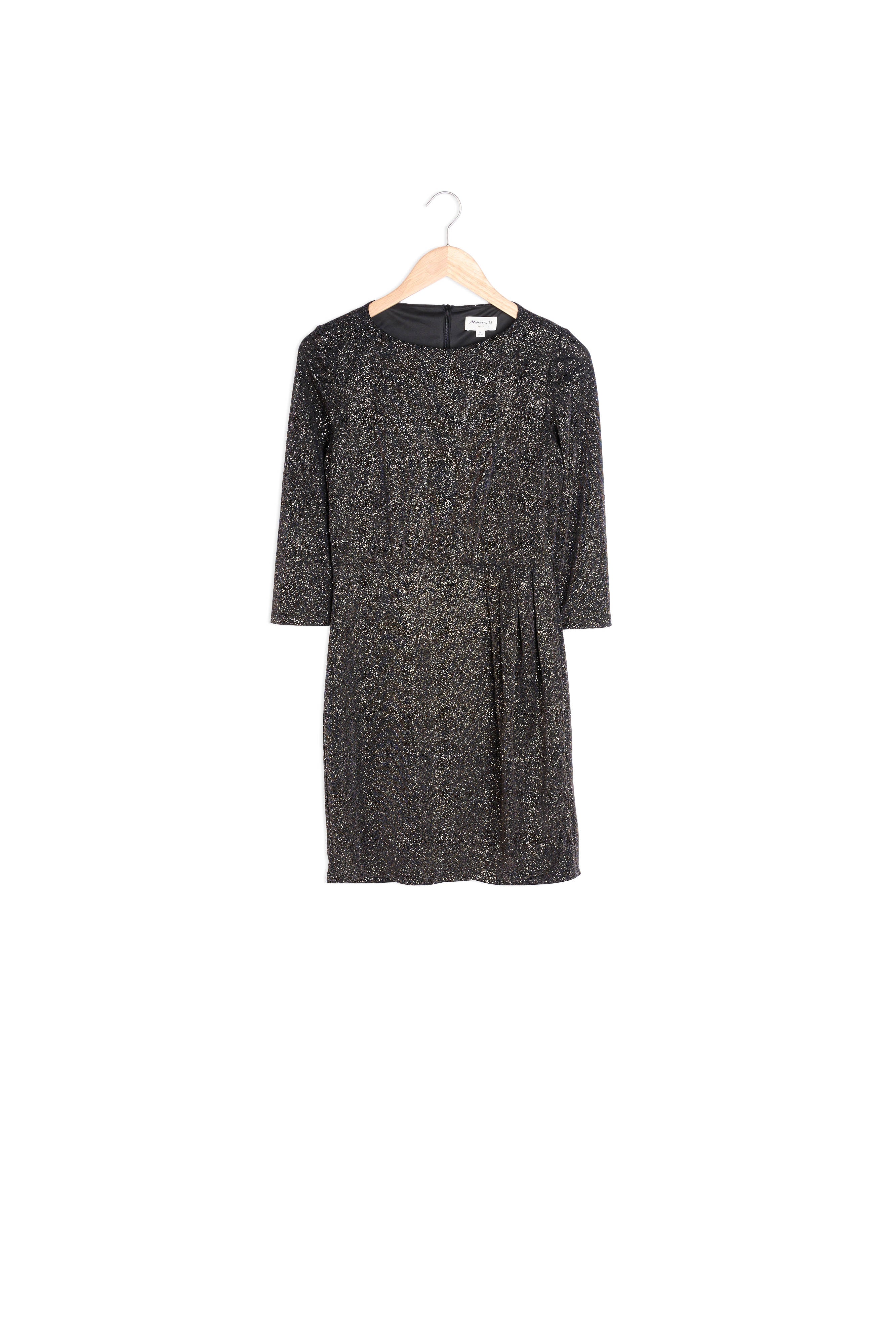 Robe courte et drapée noire et dorée Helite Faume - seconde main