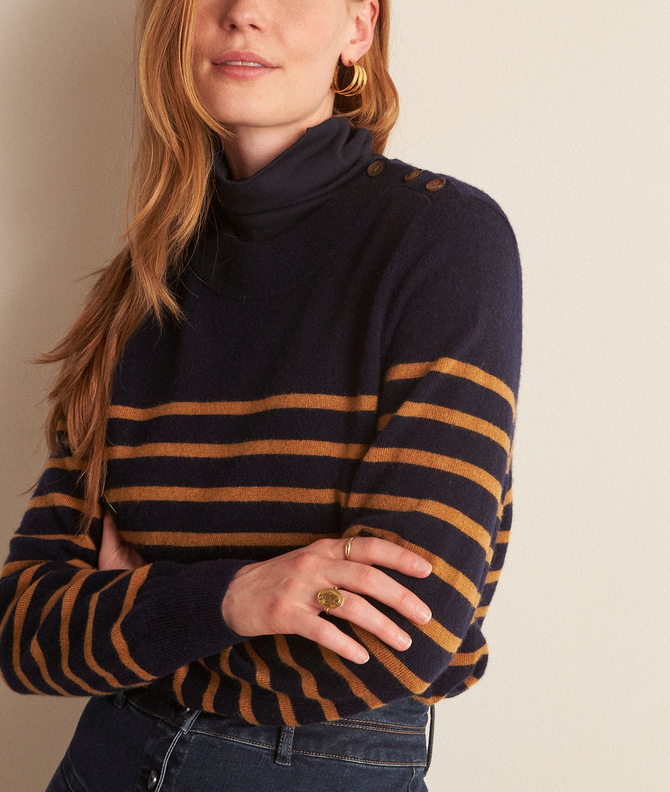 Pull marin en laine responsable et cachemire marine Bixente Faume - seconde main