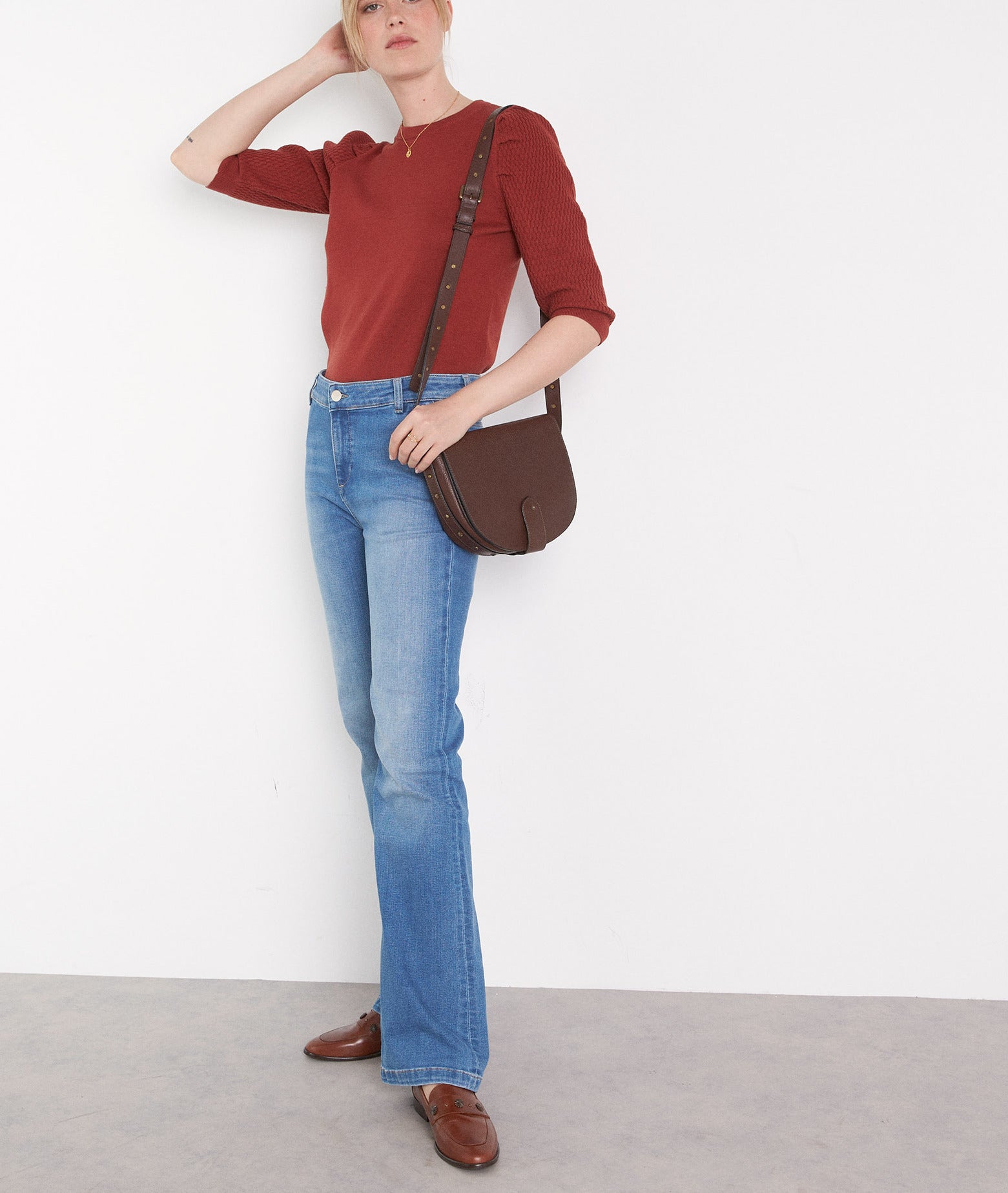 Pull en coton rouge brique Beryl Faume - seconde main