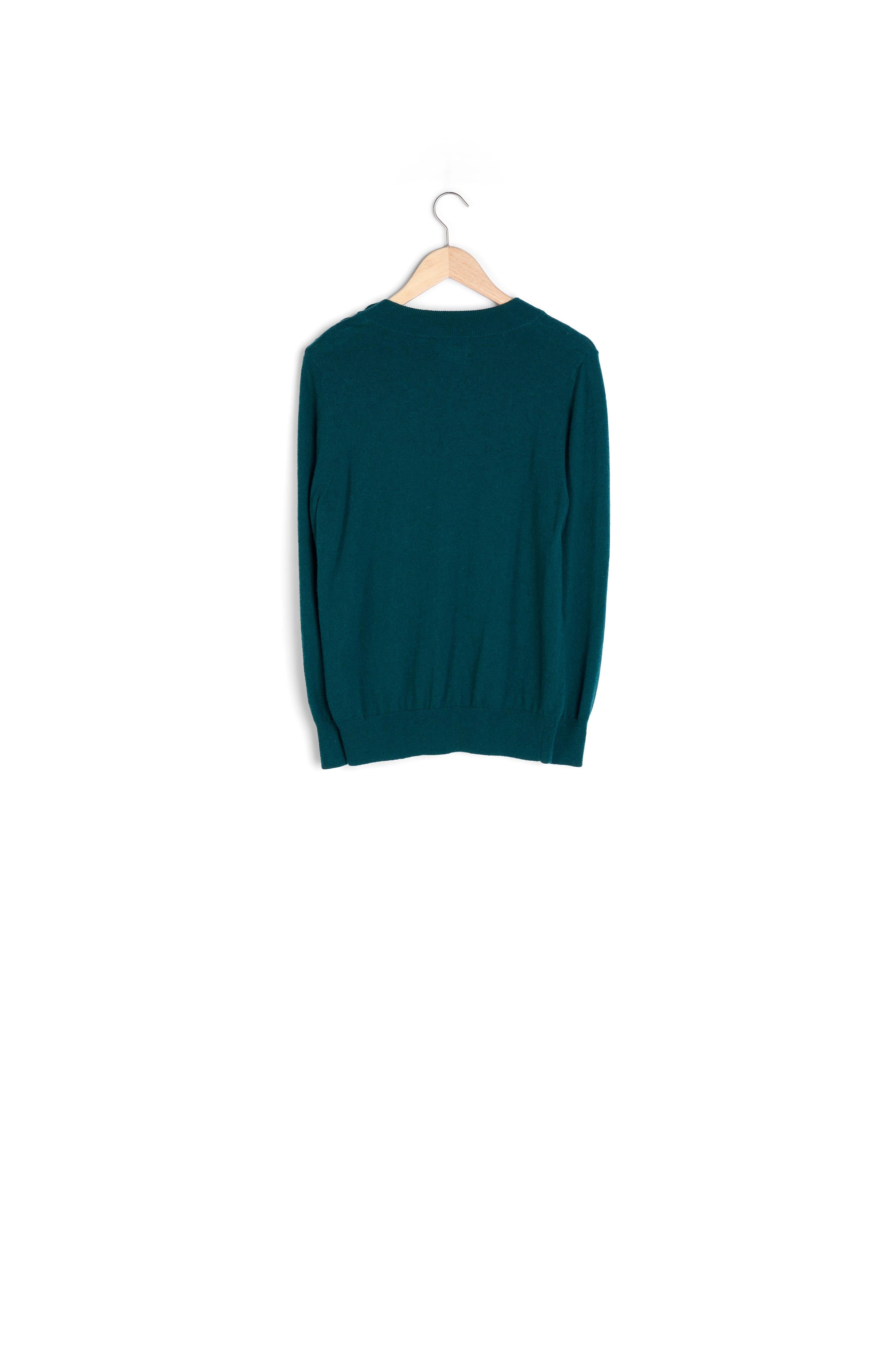 Pull marin en laine responsable et cachemire vert Bixente Faume - seconde main