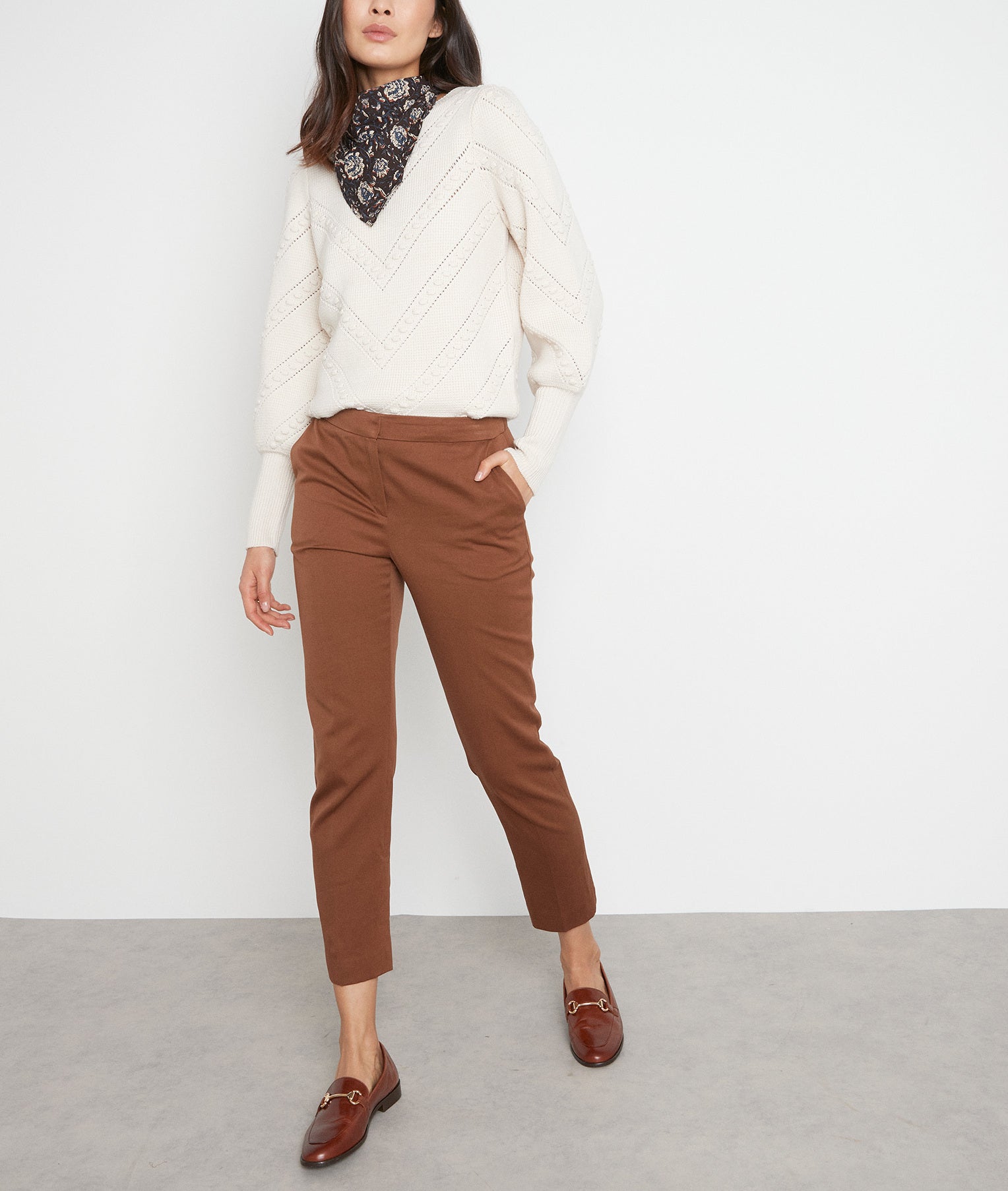 Chino 7/8ème en coton camel Suzanne Faume - seconde main