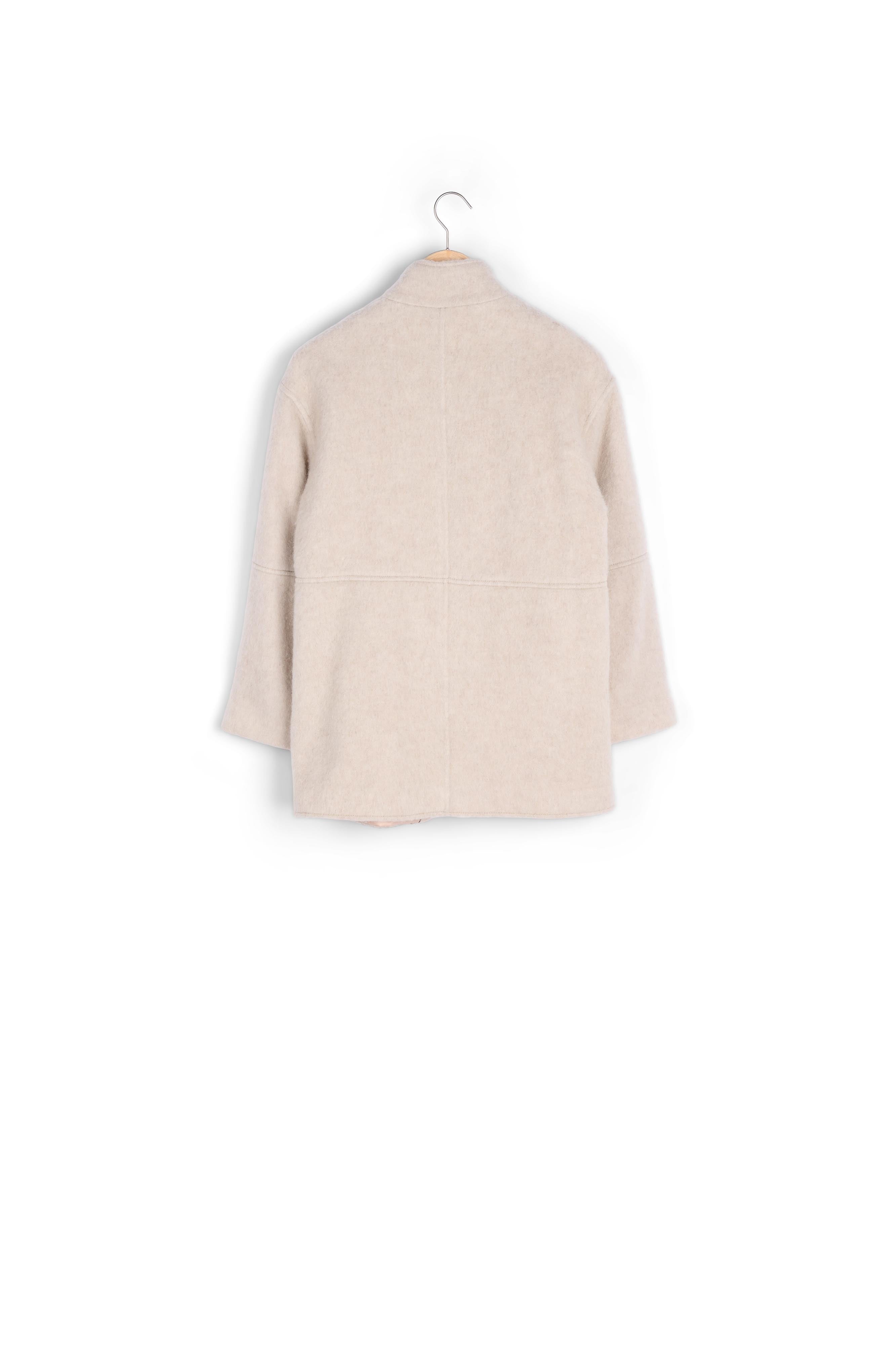 Manteau droit en laine et mohair taupe Lamia Faume - seconde main