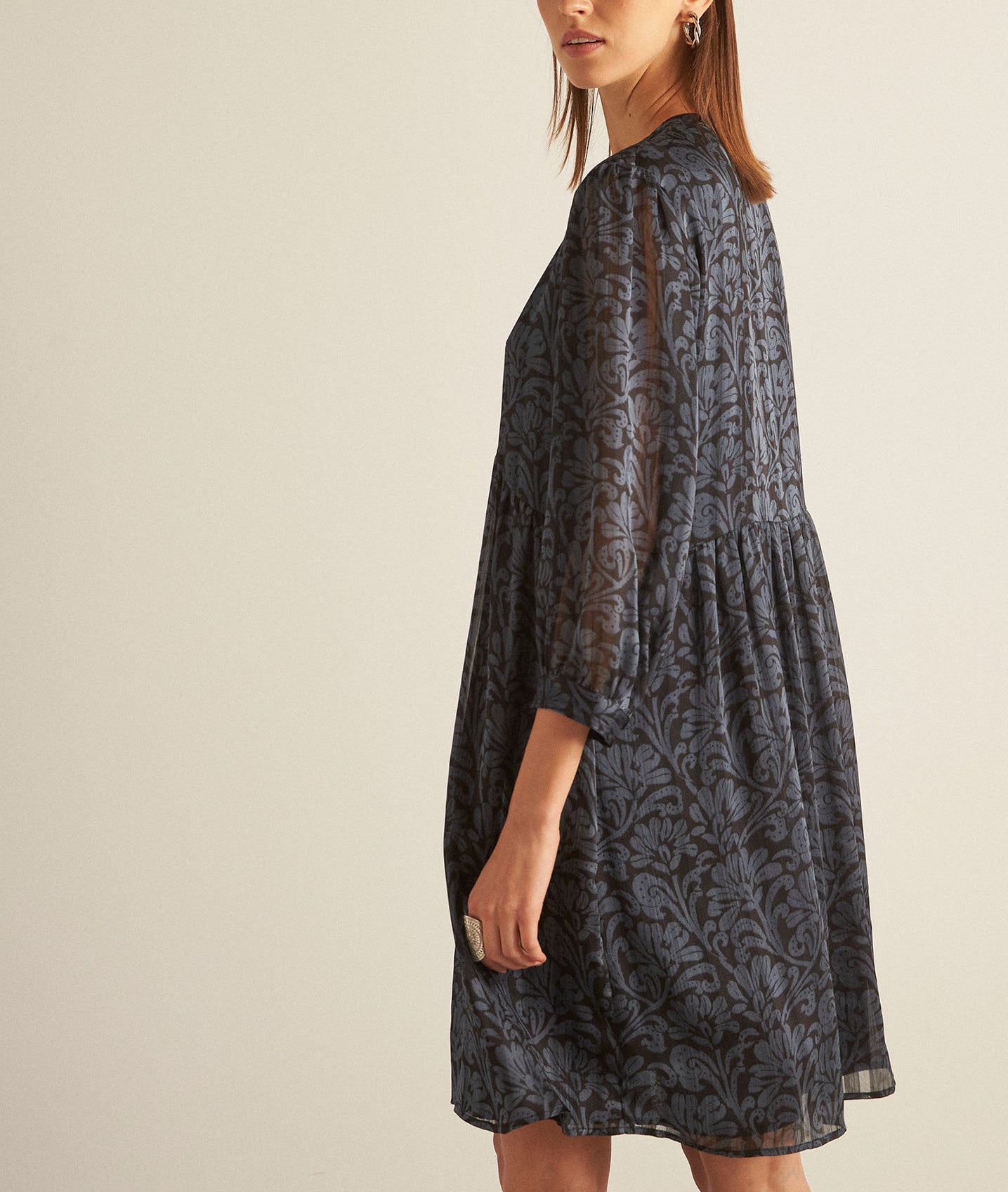 Robe courte imprimée bleue Calypso Faume - seconde main