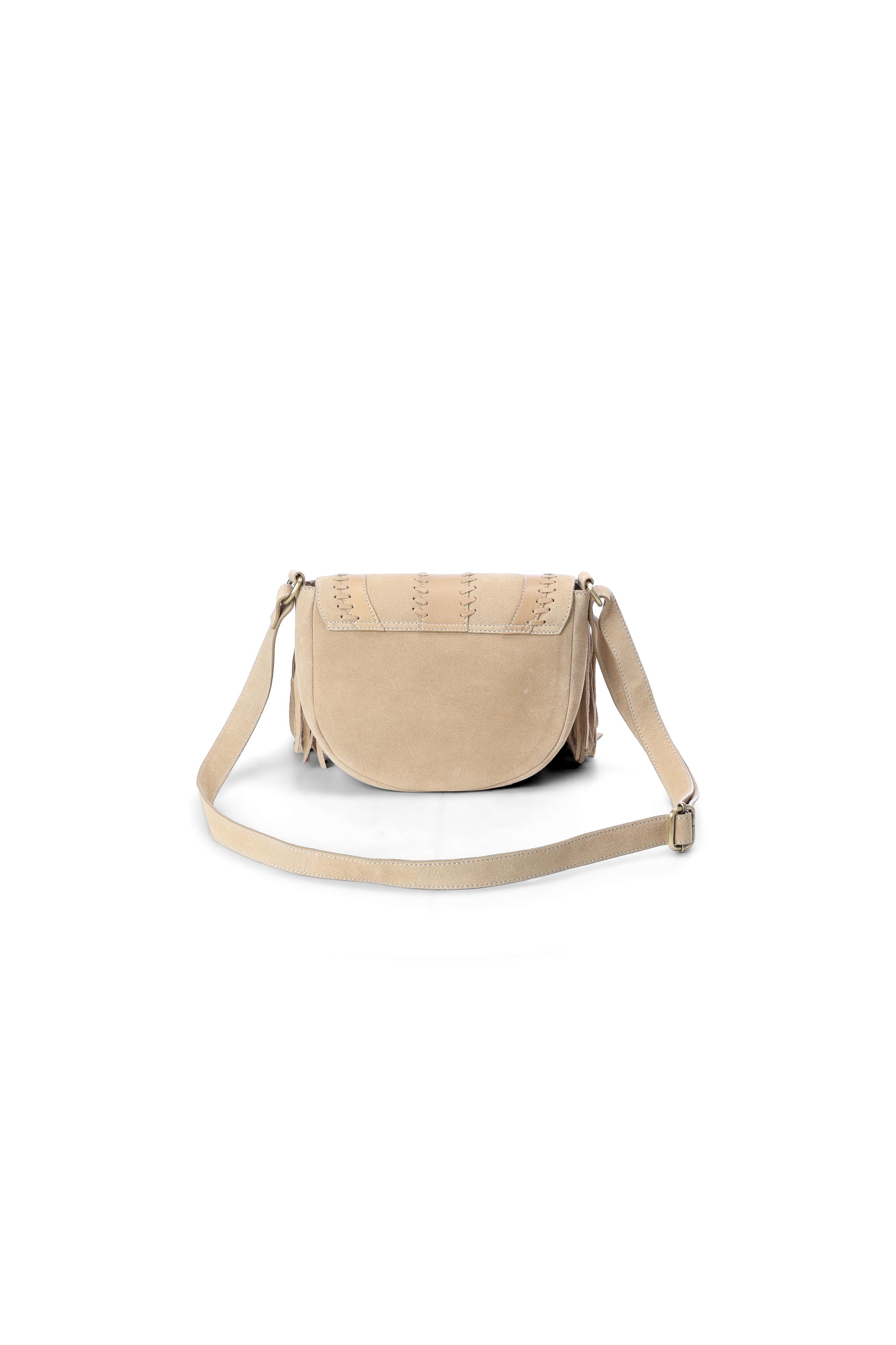 Sac besace en cuir frangé beige Leotie Faume - seconde main