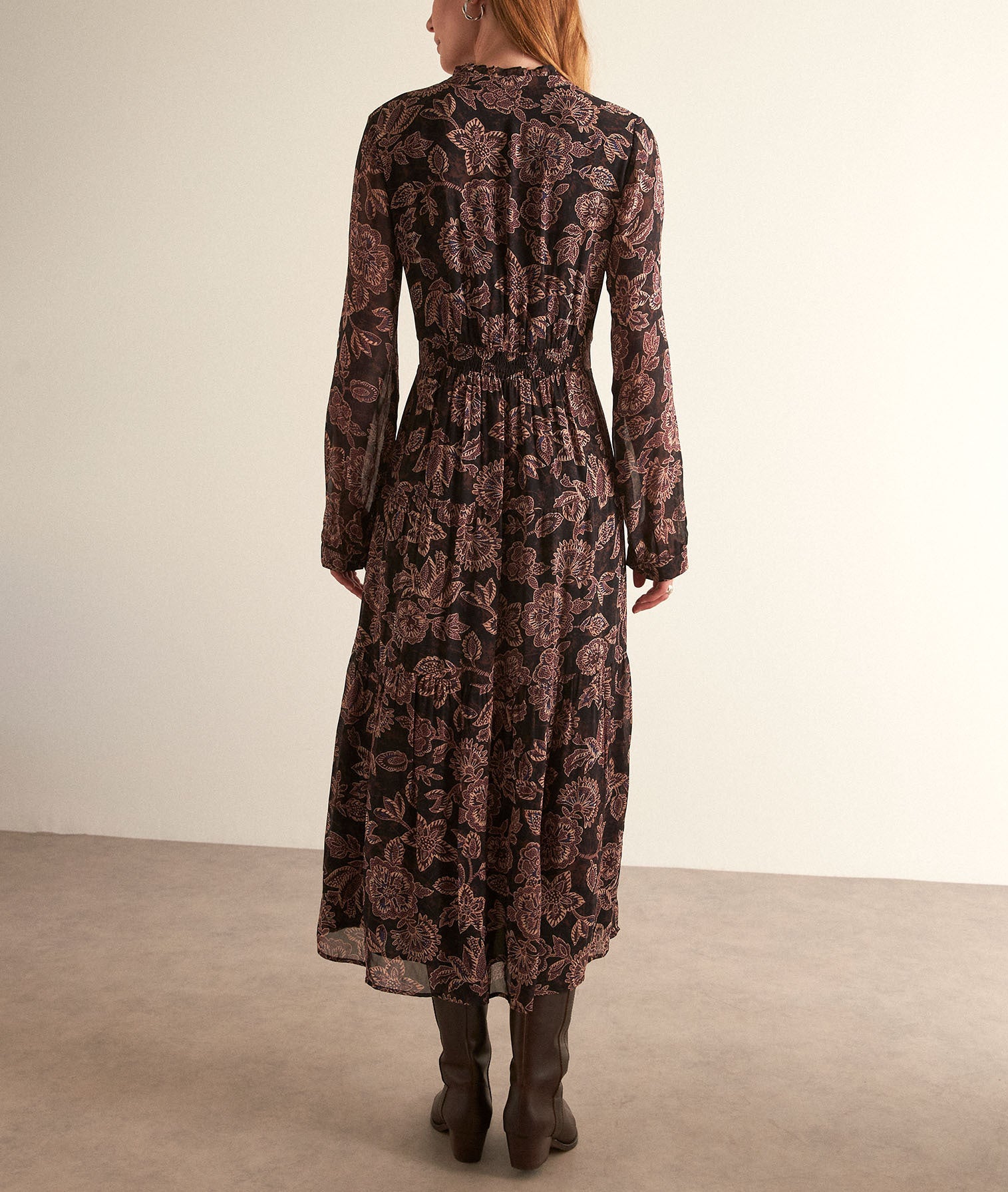 Robe longue imprimée prune Carola Faume - seconde main