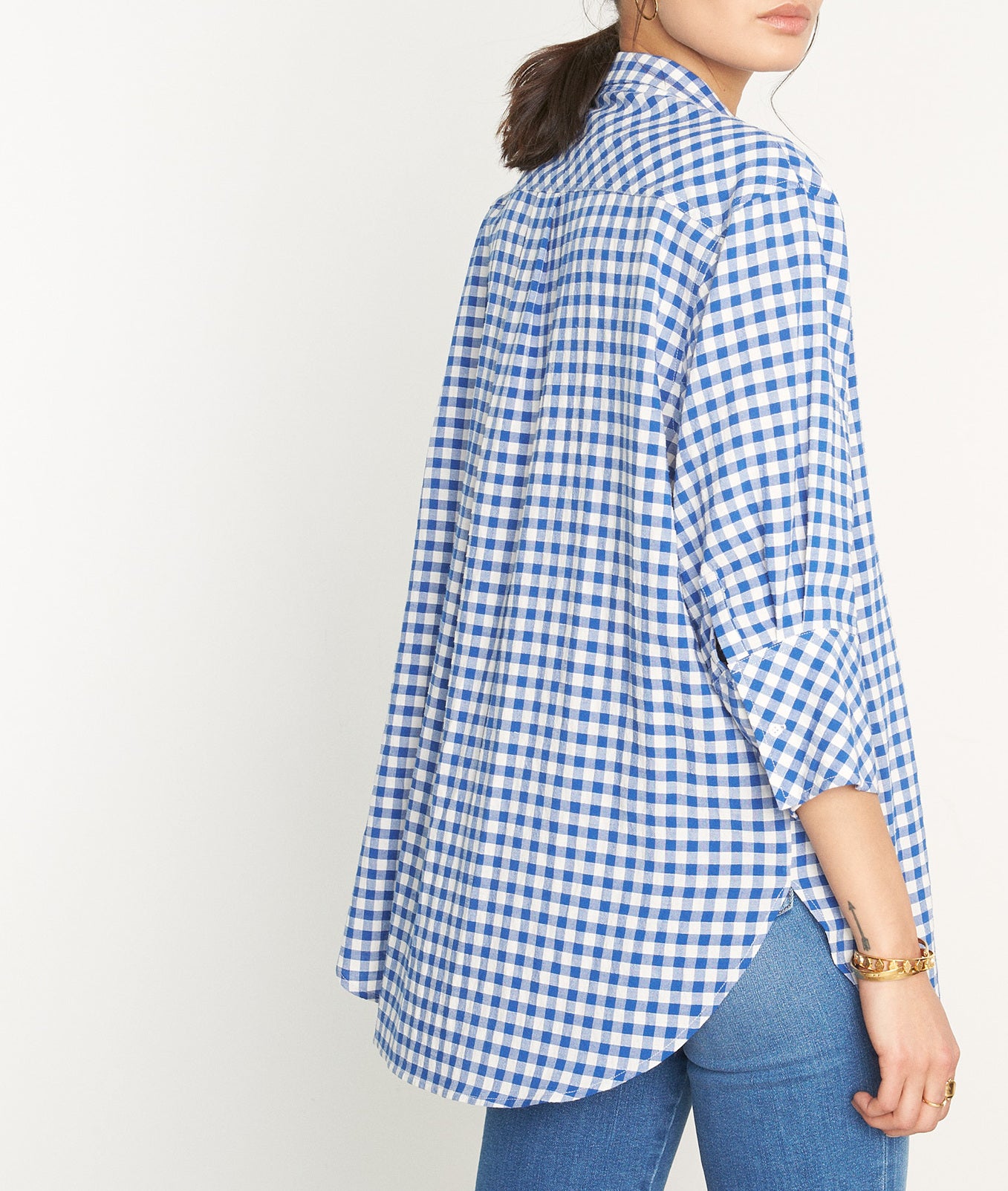 Chemise oversize en vichy bleu Clemence Faume - seconde main