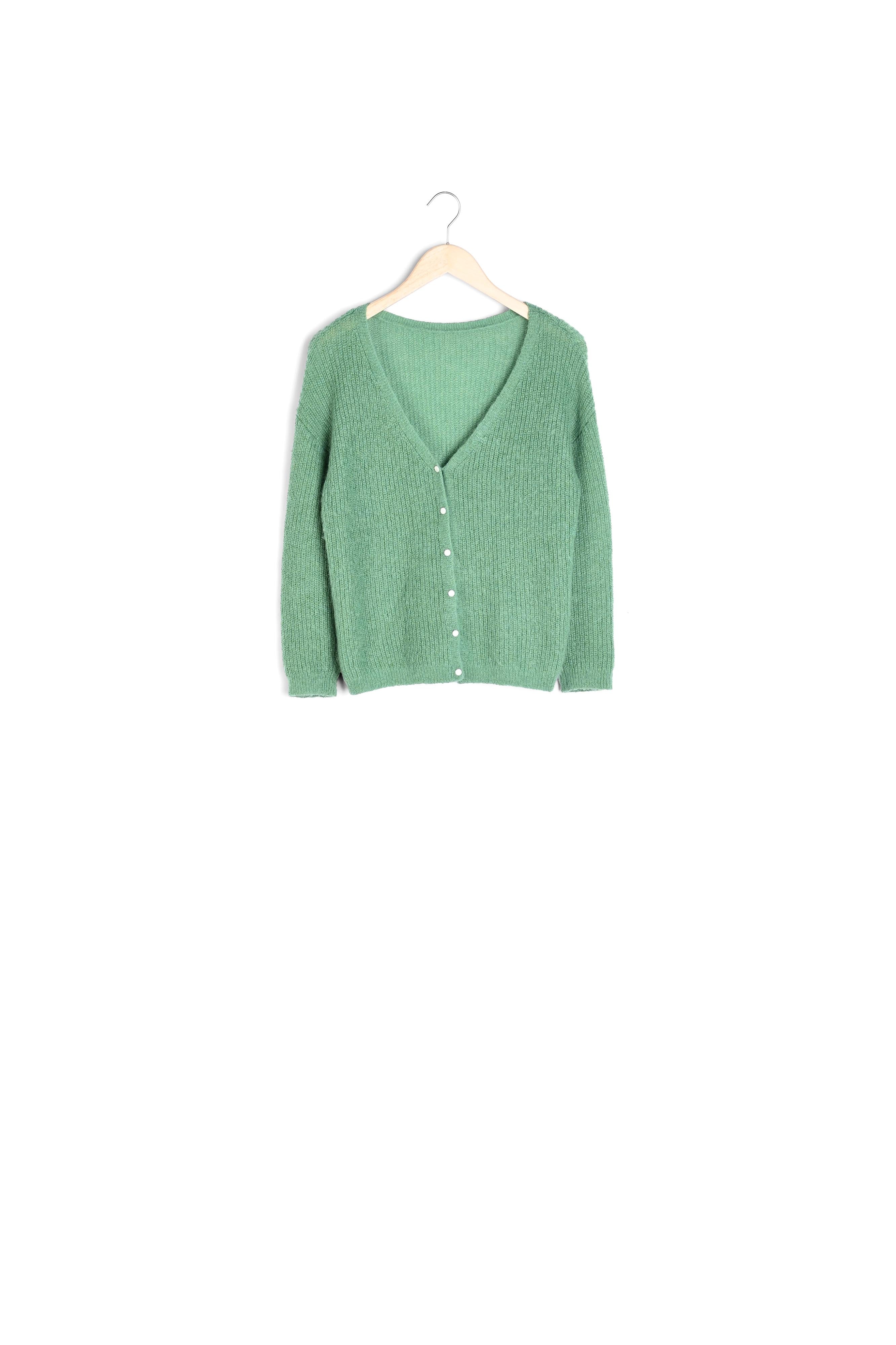 Cardigan en polyamide et laine responsable vert Paddy Faume - seconde main