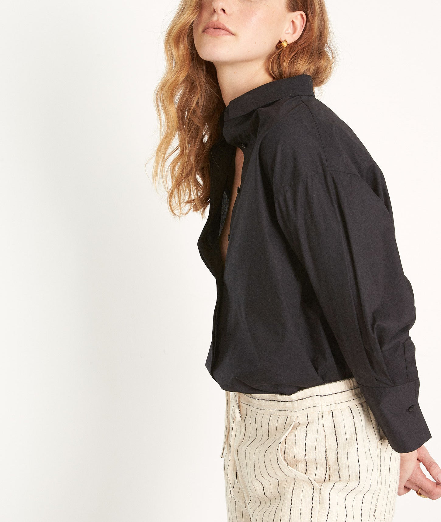 Chemise oversize en coton bio noir Adoline Faume - seconde main