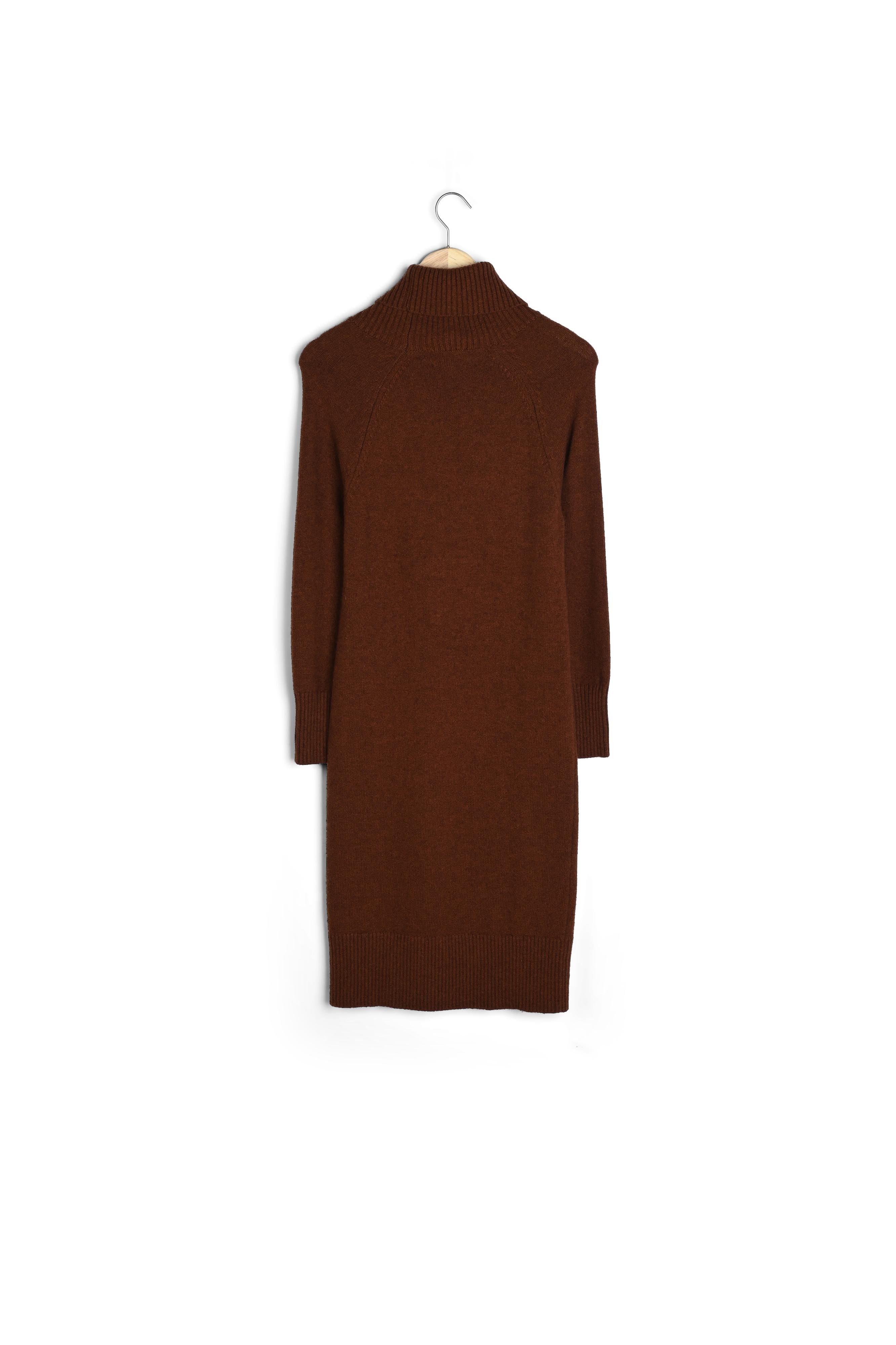 Robe pull col roulé chocolat en laine responsable et yack Holly Faume - seconde main