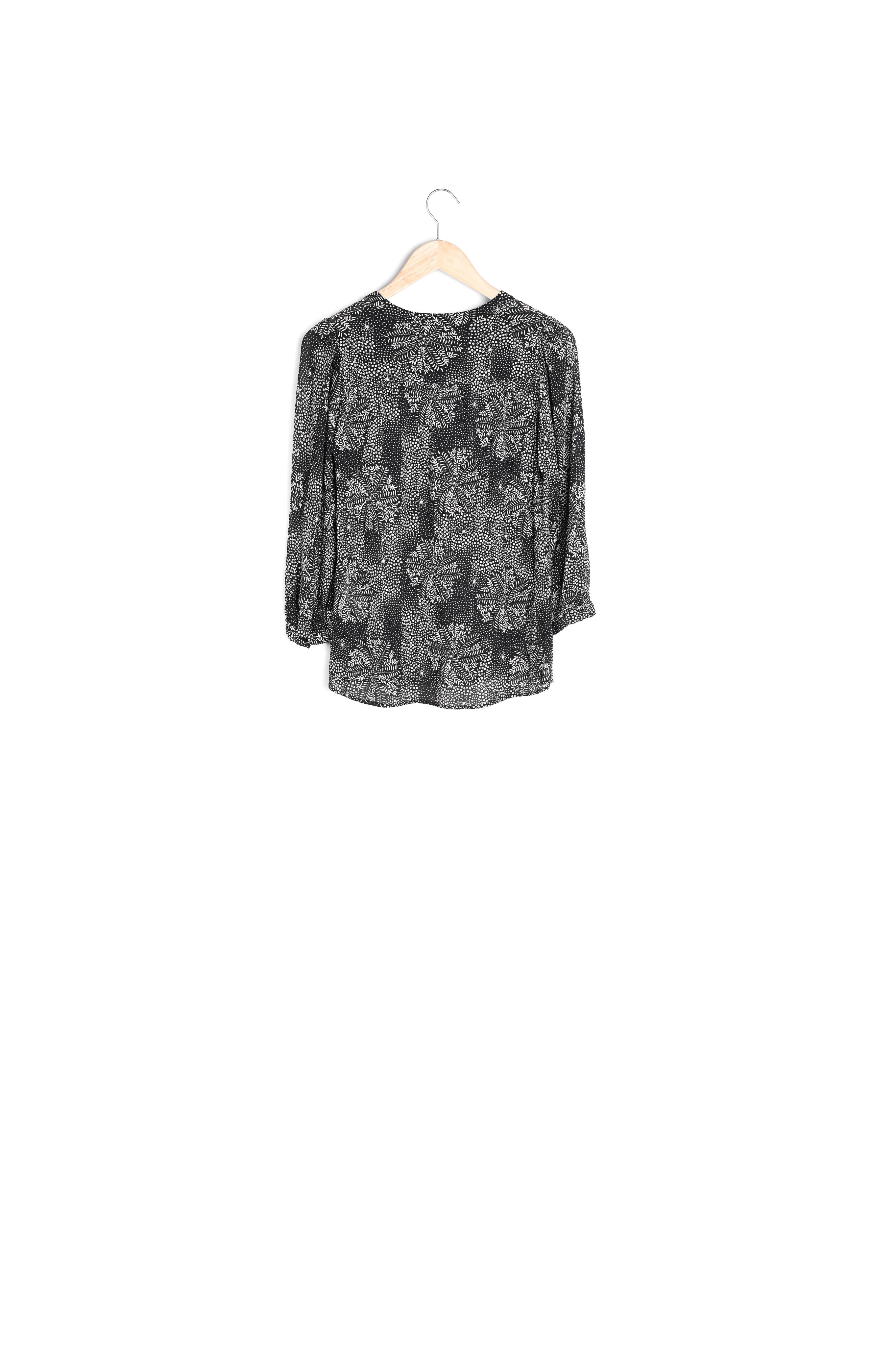 Blouse fluide imprimée noire Elsa Faume - seconde main