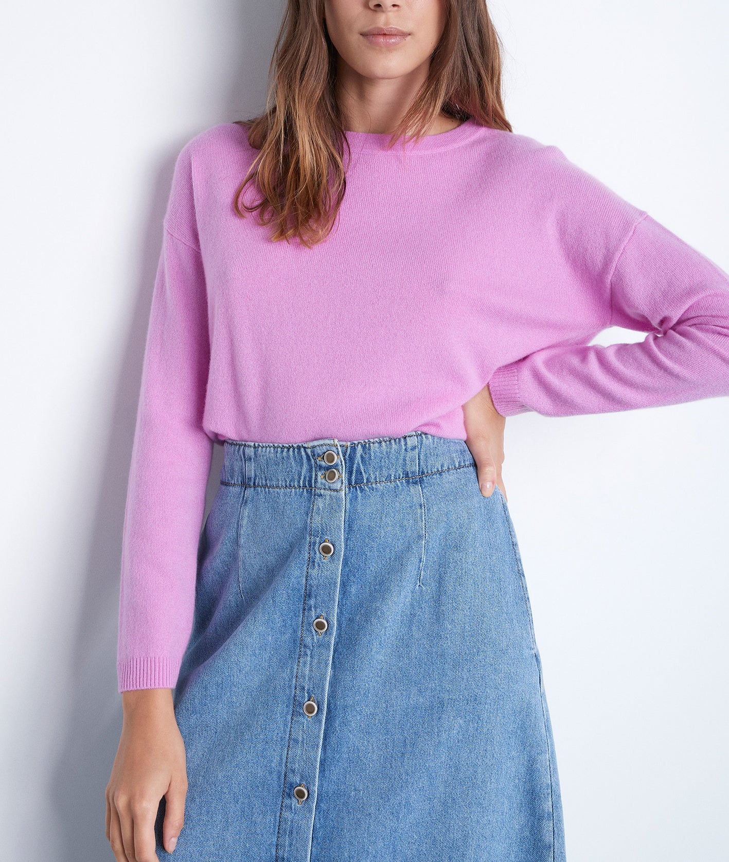 Pull en cachemire recyclé fuschia Timeo Faume - seconde main