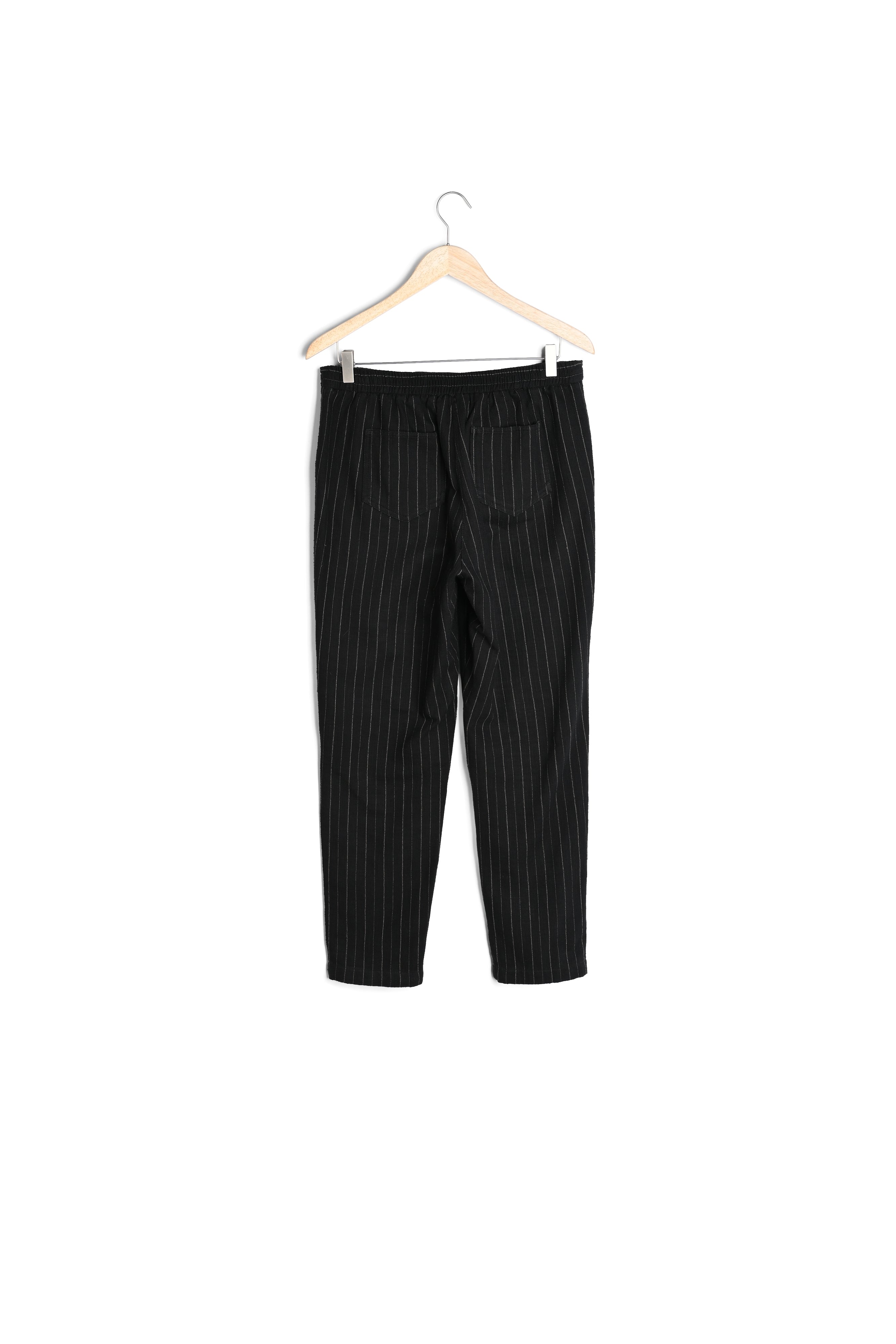 Pantalon chino en coton rayé noir Noor Faume - seconde main