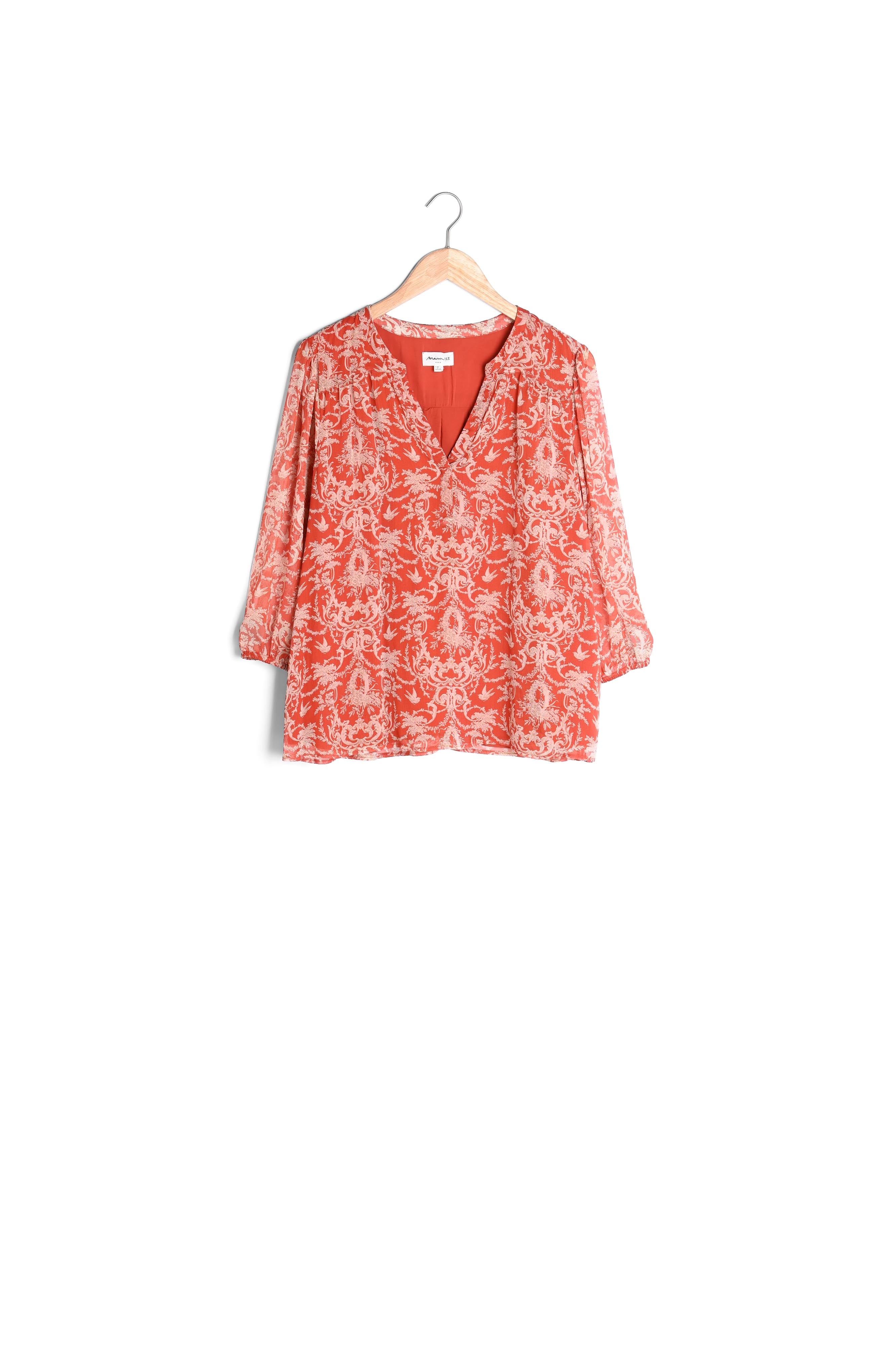 Blouse orange imprimée Elsa Faume - seconde main