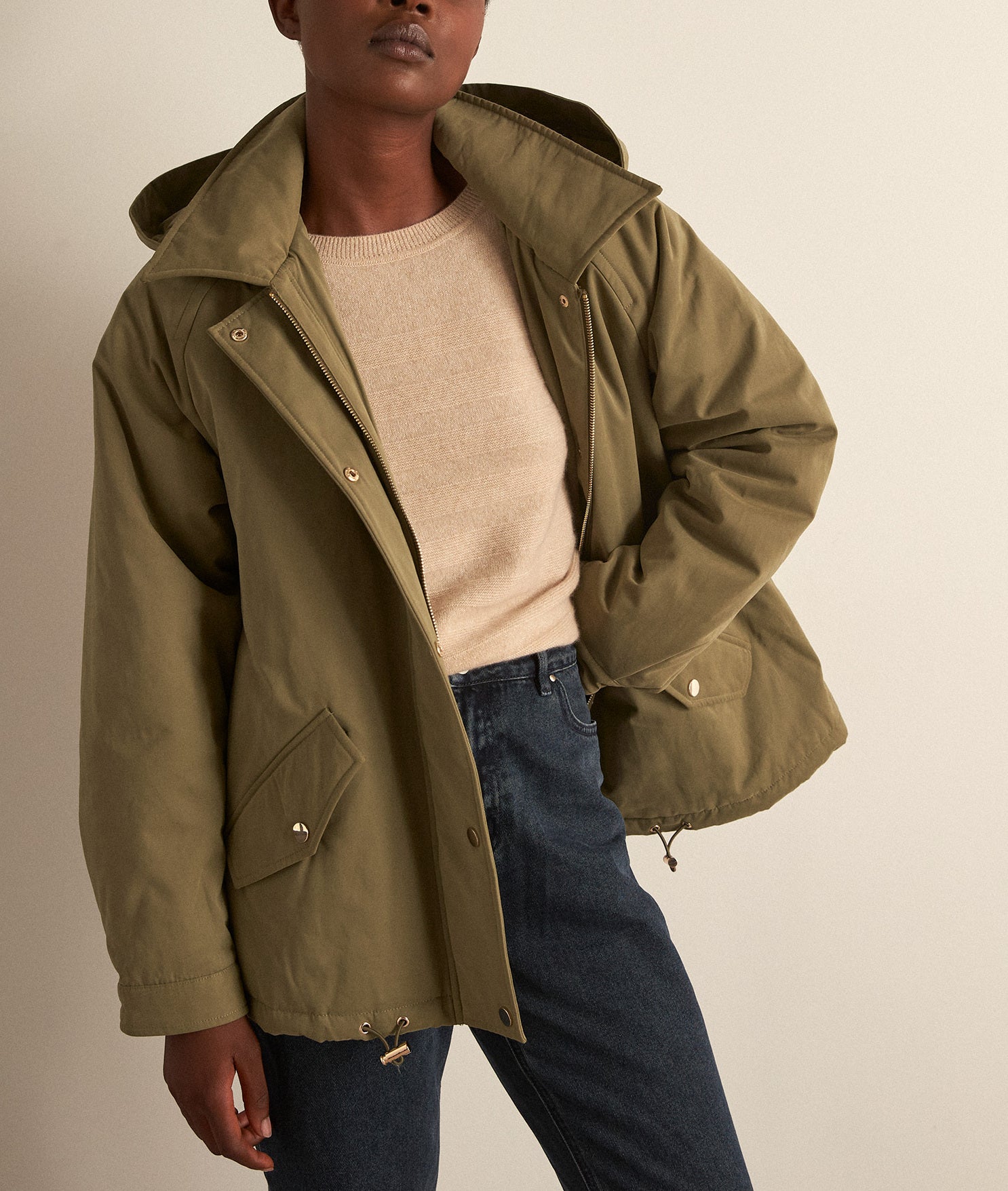 Parka courte verte Melie Faume - seconde main