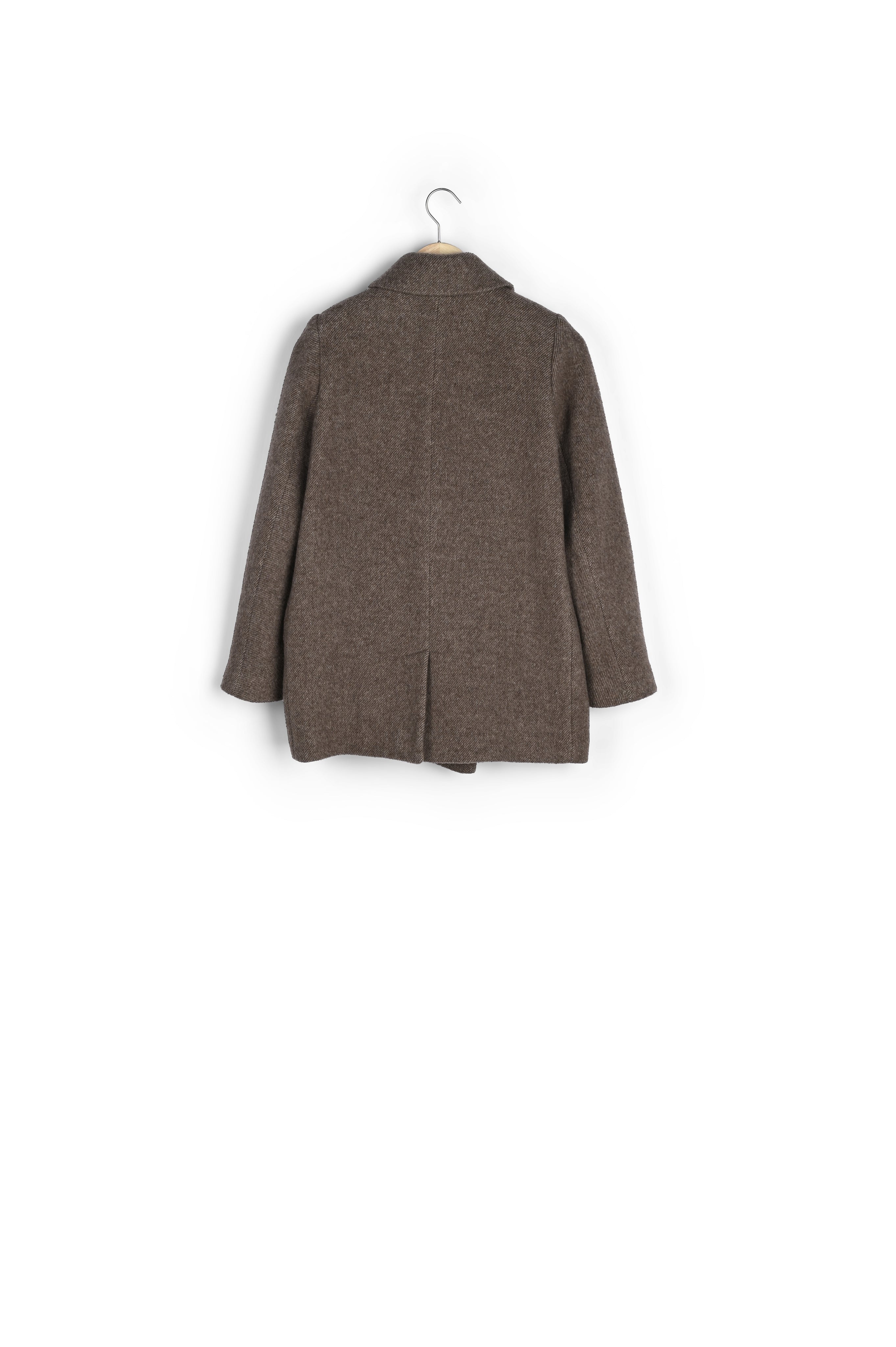 Manteau court en laine recyclée marron Liddy Faume - seconde main