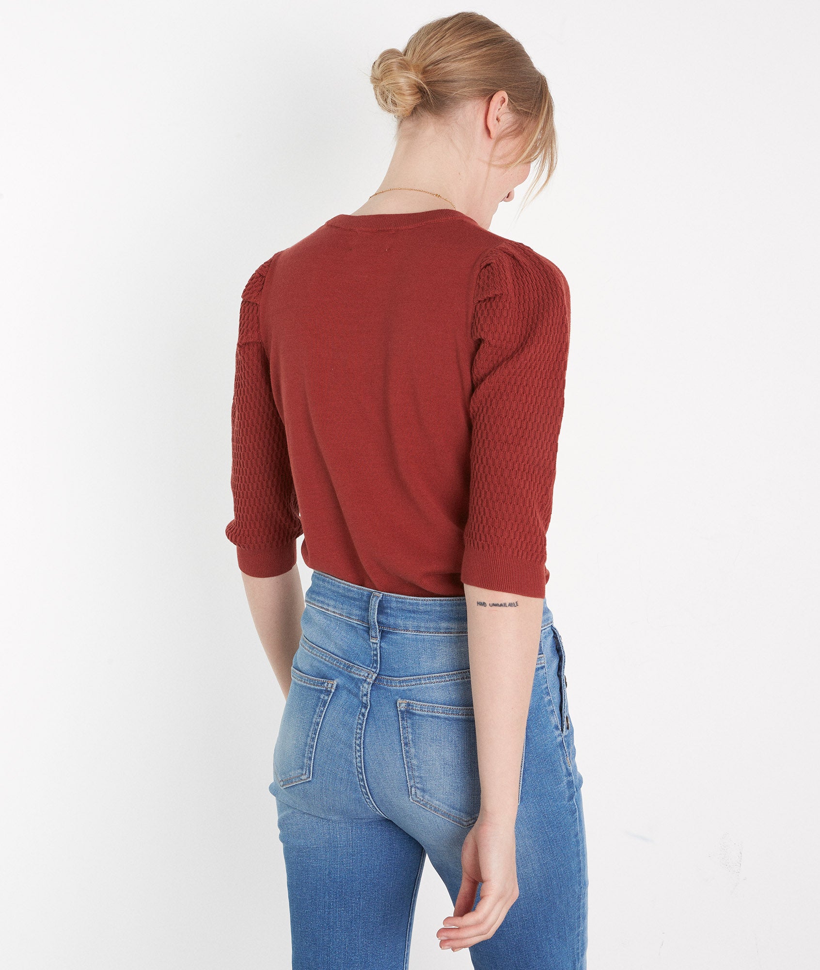 Pull en coton rouge brique Beryl Faume - seconde main