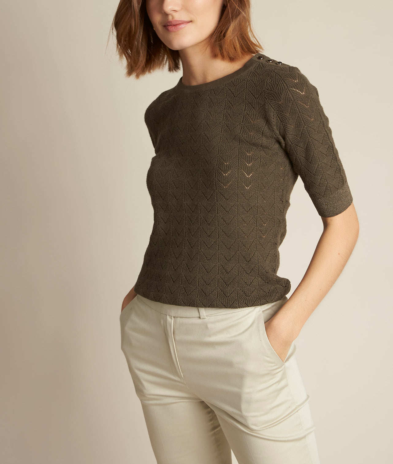 Pull ajouré kaki Dali Faume - seconde main