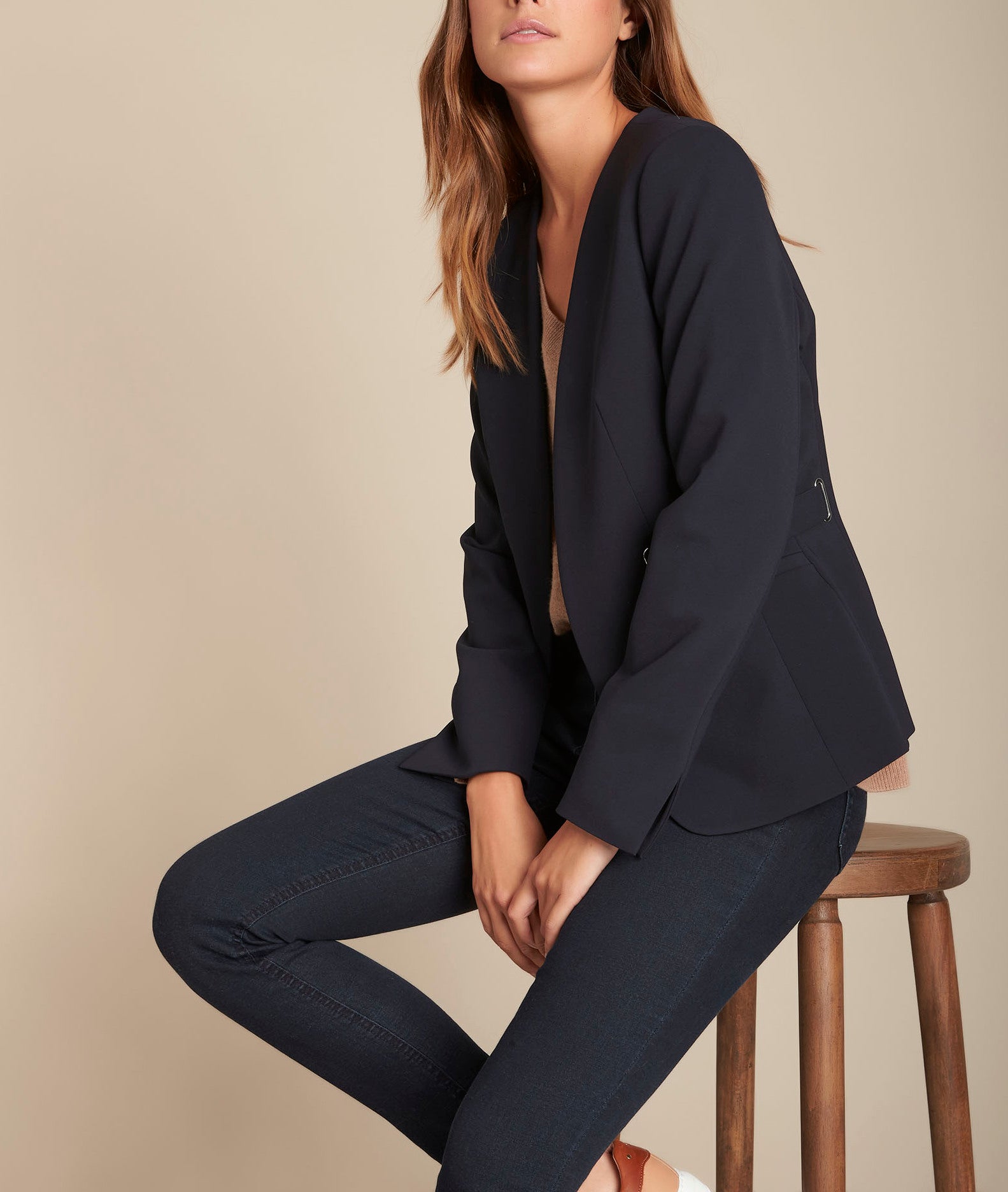 Veste en microfibre marine Beatrice Faume - seconde main