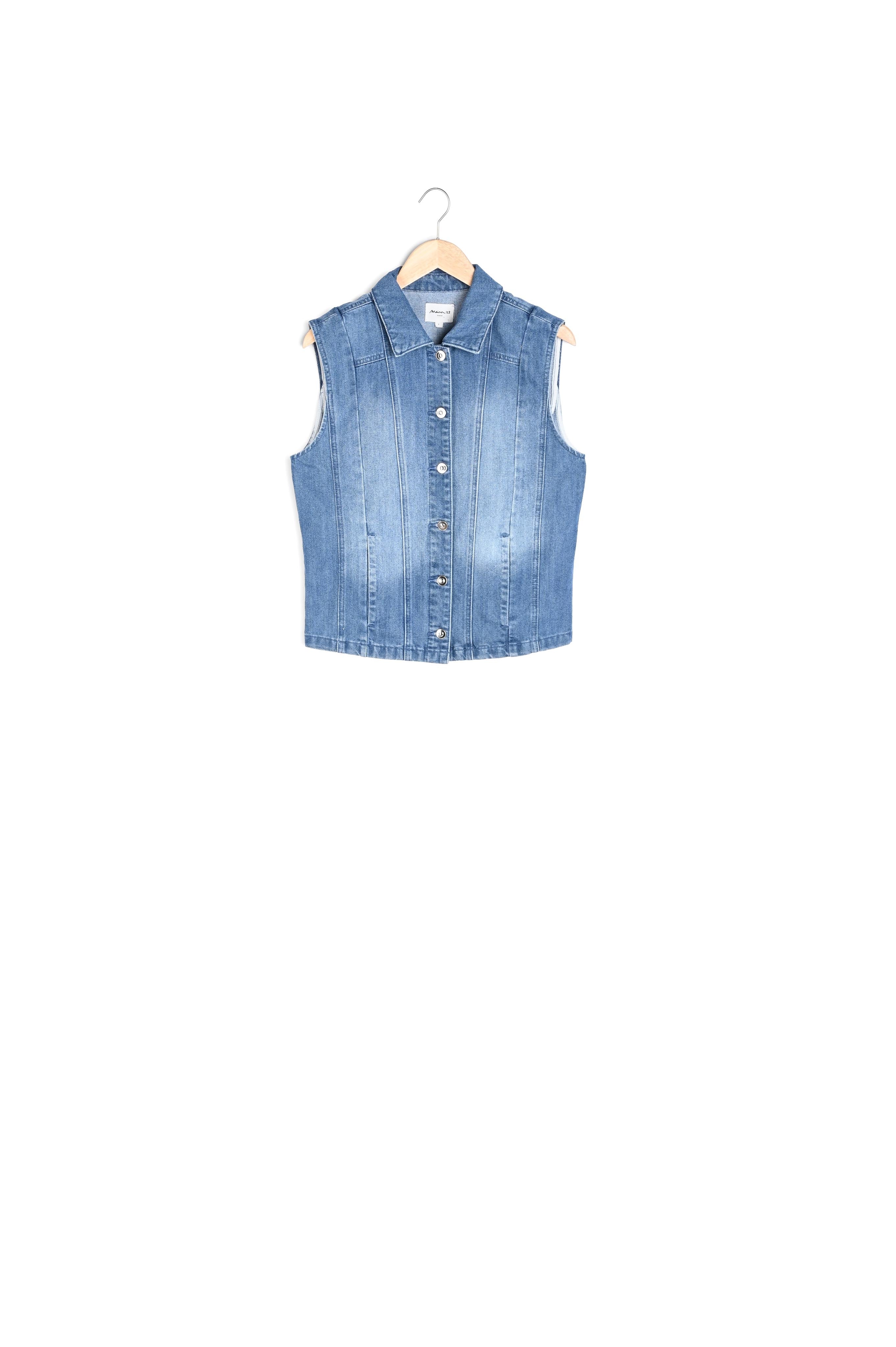 Veste en jean sans manches stone used Agathe Faume - seconde main