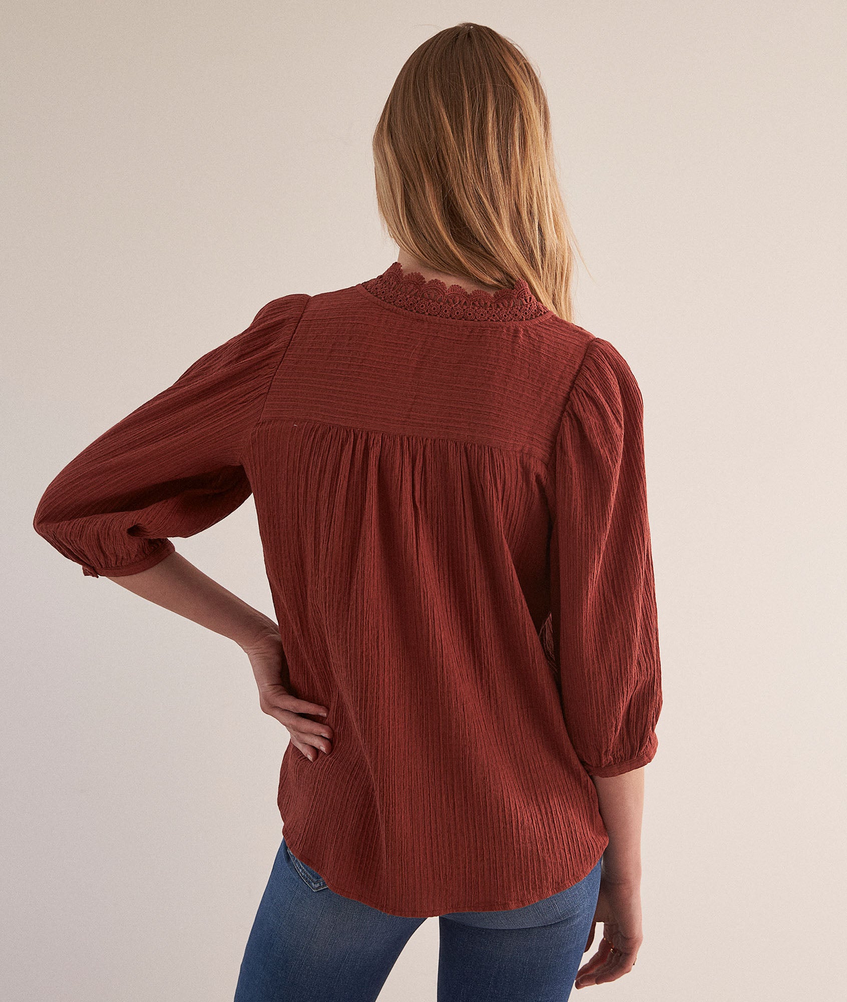 Blouse en gaze de coton brique Clara Faume - seconde main