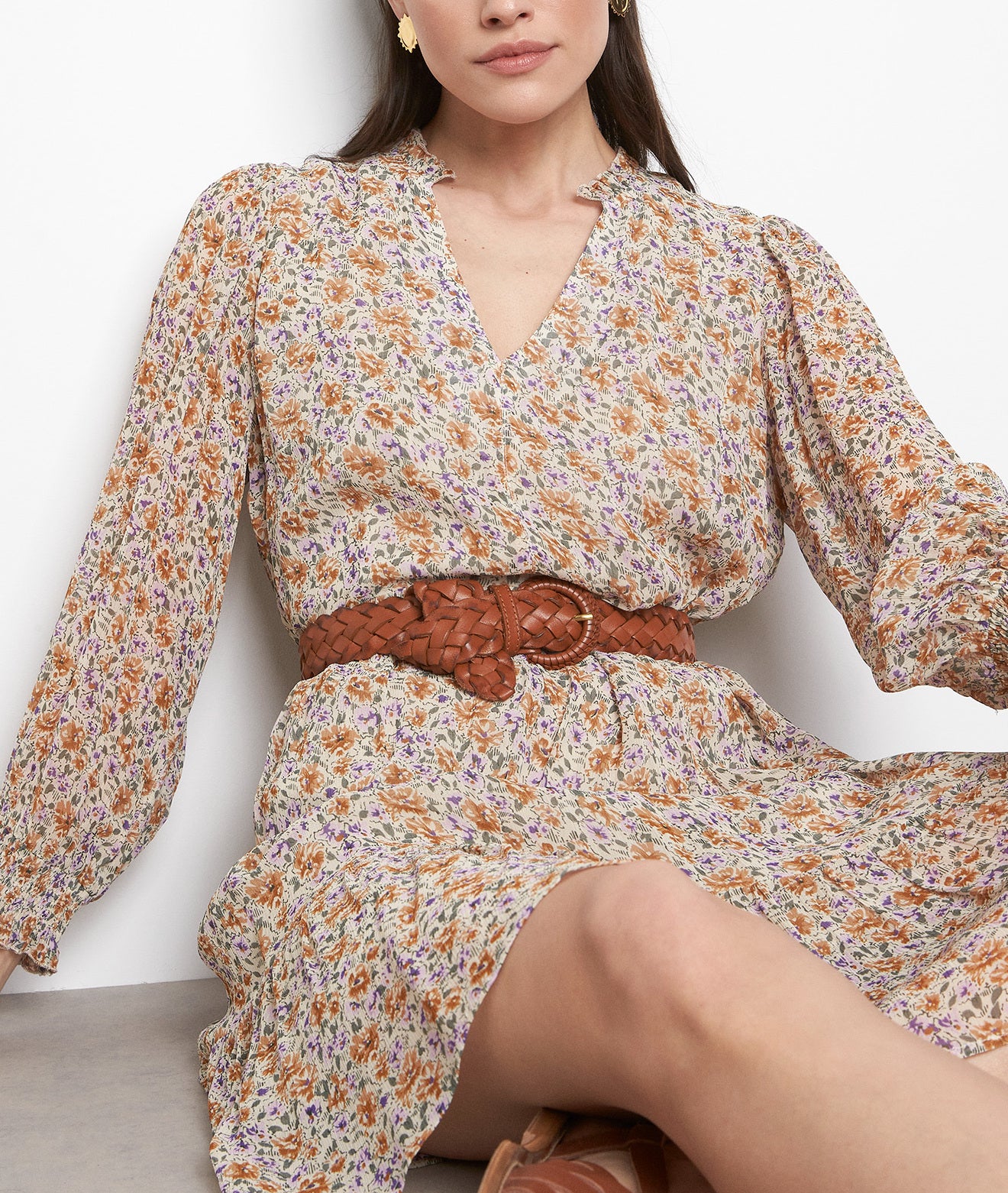 Robe courte imprimée écru Nathy Faume - seconde main