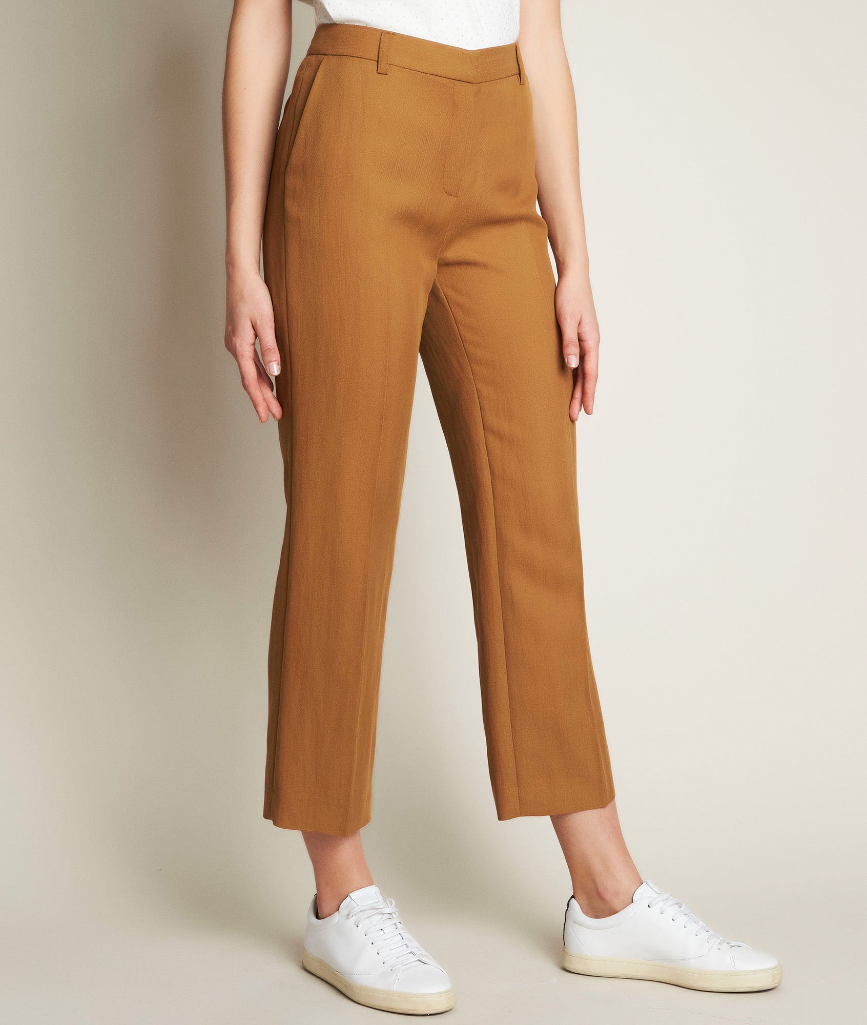 Pantalon cropped camel en Lyocell Ilias Faume - seconde main