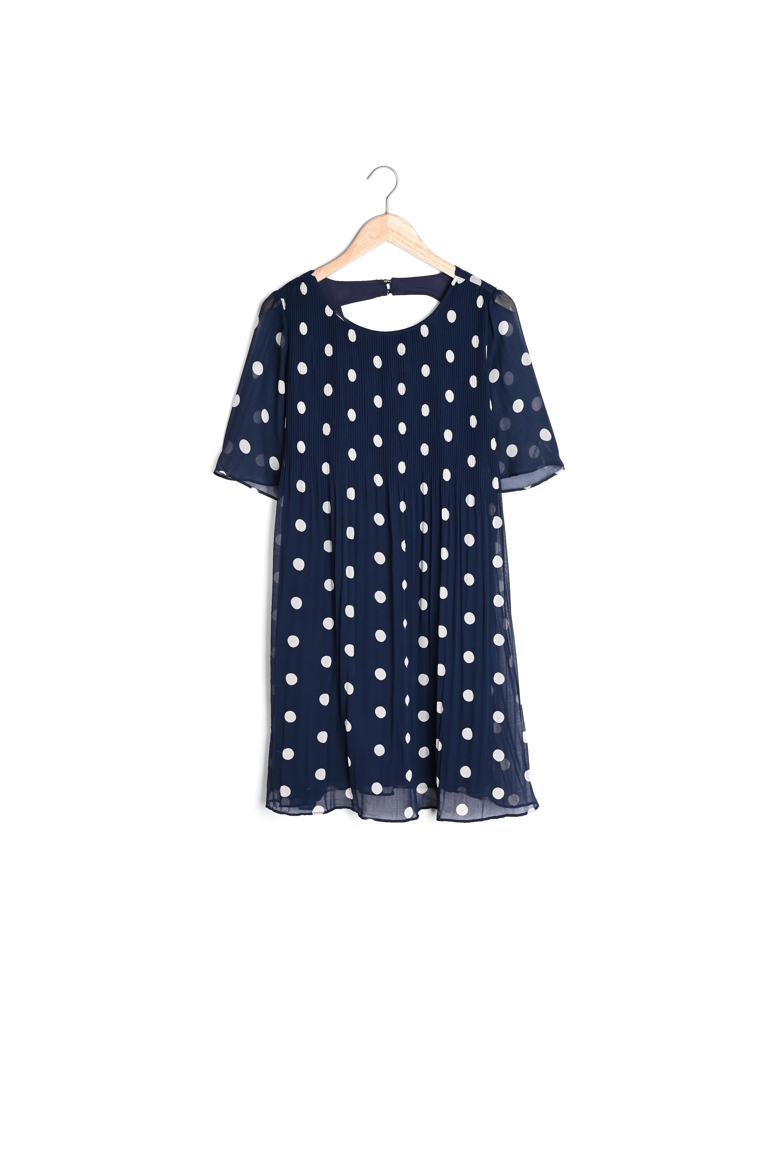 Robe plissée à pois bleue Coralia Faume - seconde main