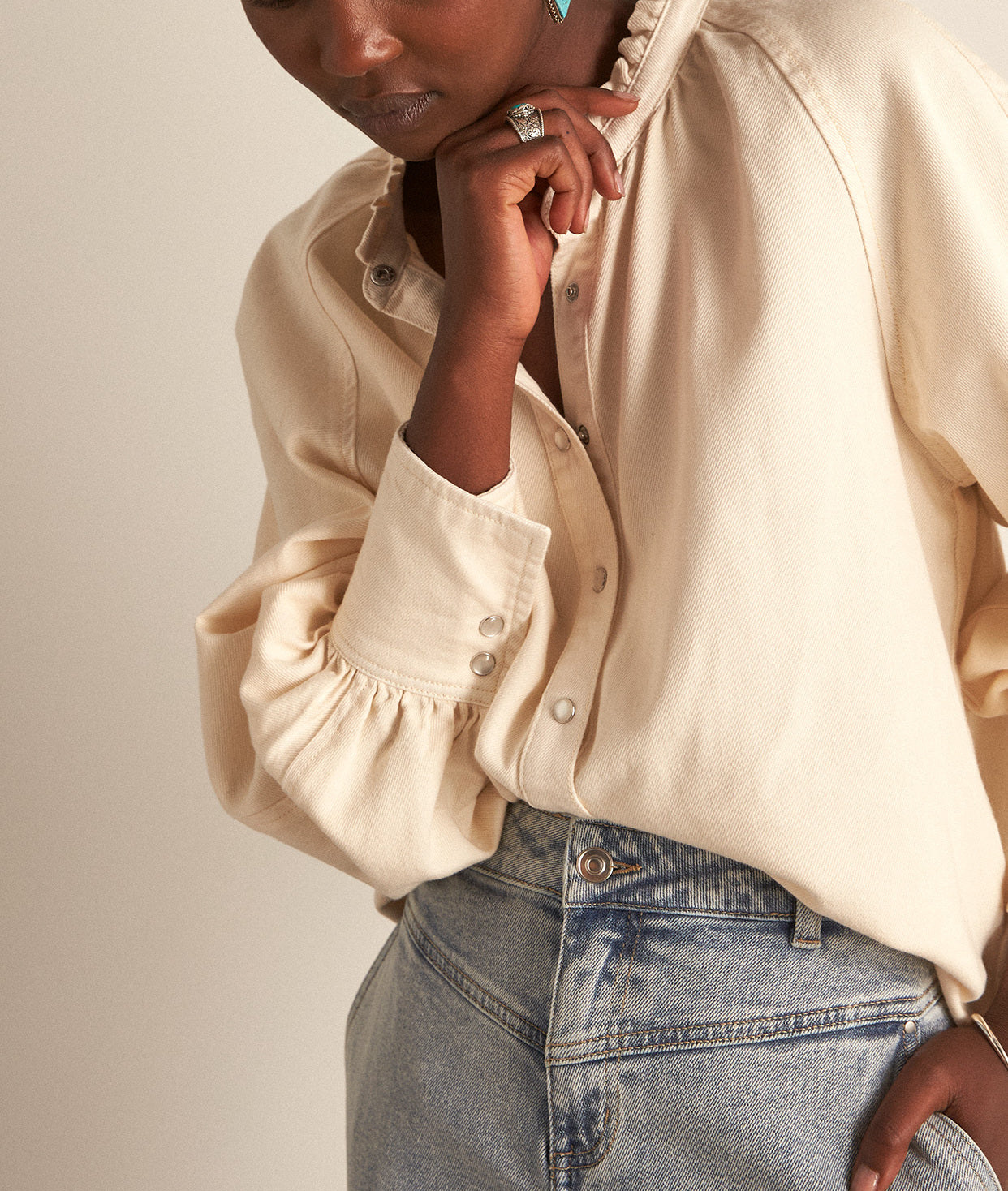 Chemise en coton ivoire Carole Faume - seconde main