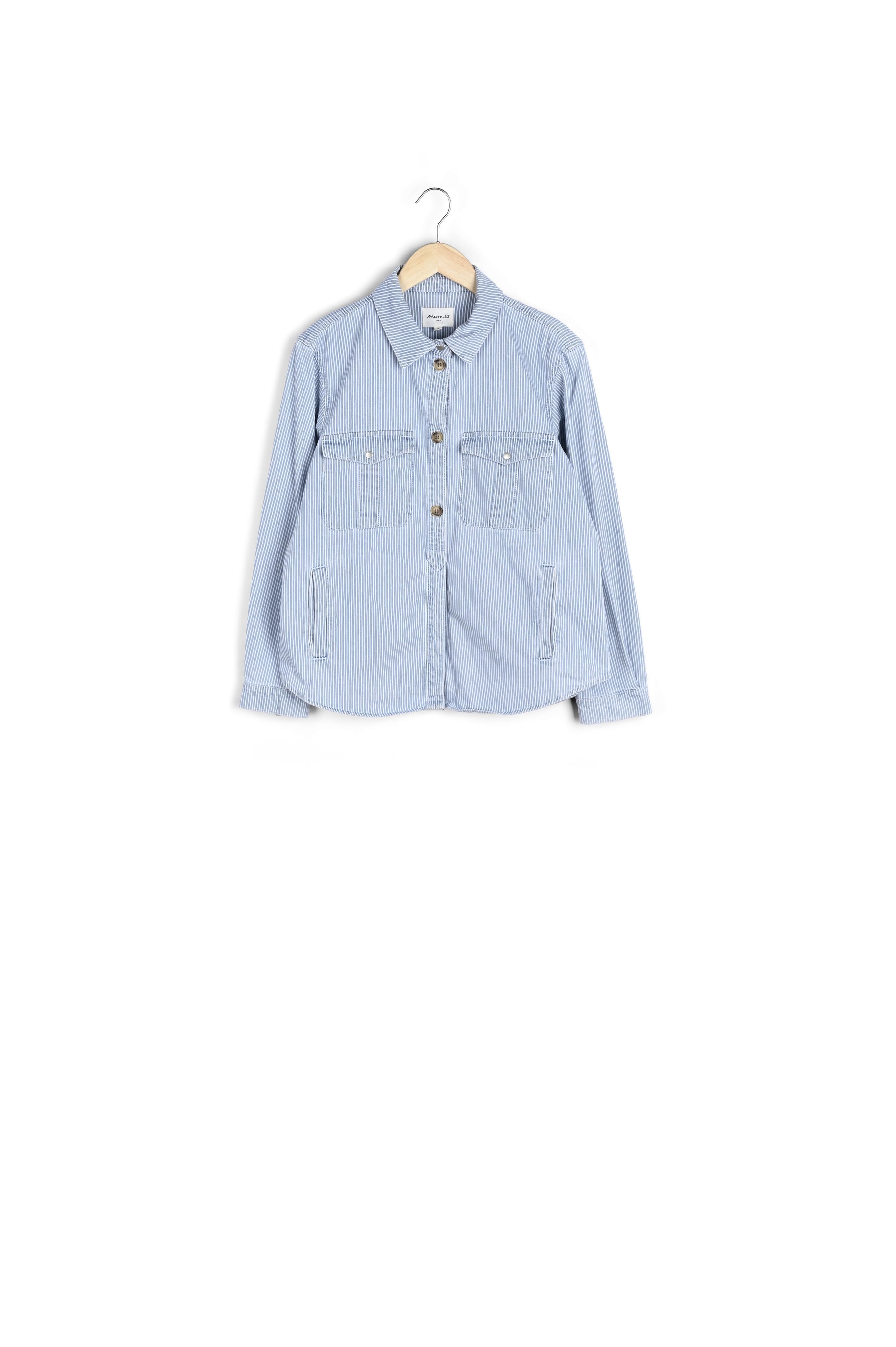 Surchemise en coton rayé bleu ciel Perle Faume - seconde main