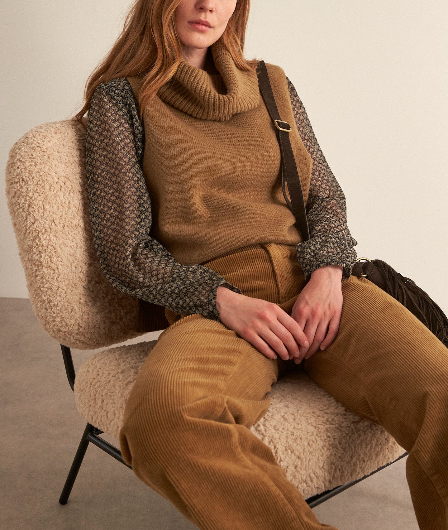 Pull sans manches en laine responsable bronze Barclay Faume - seconde main