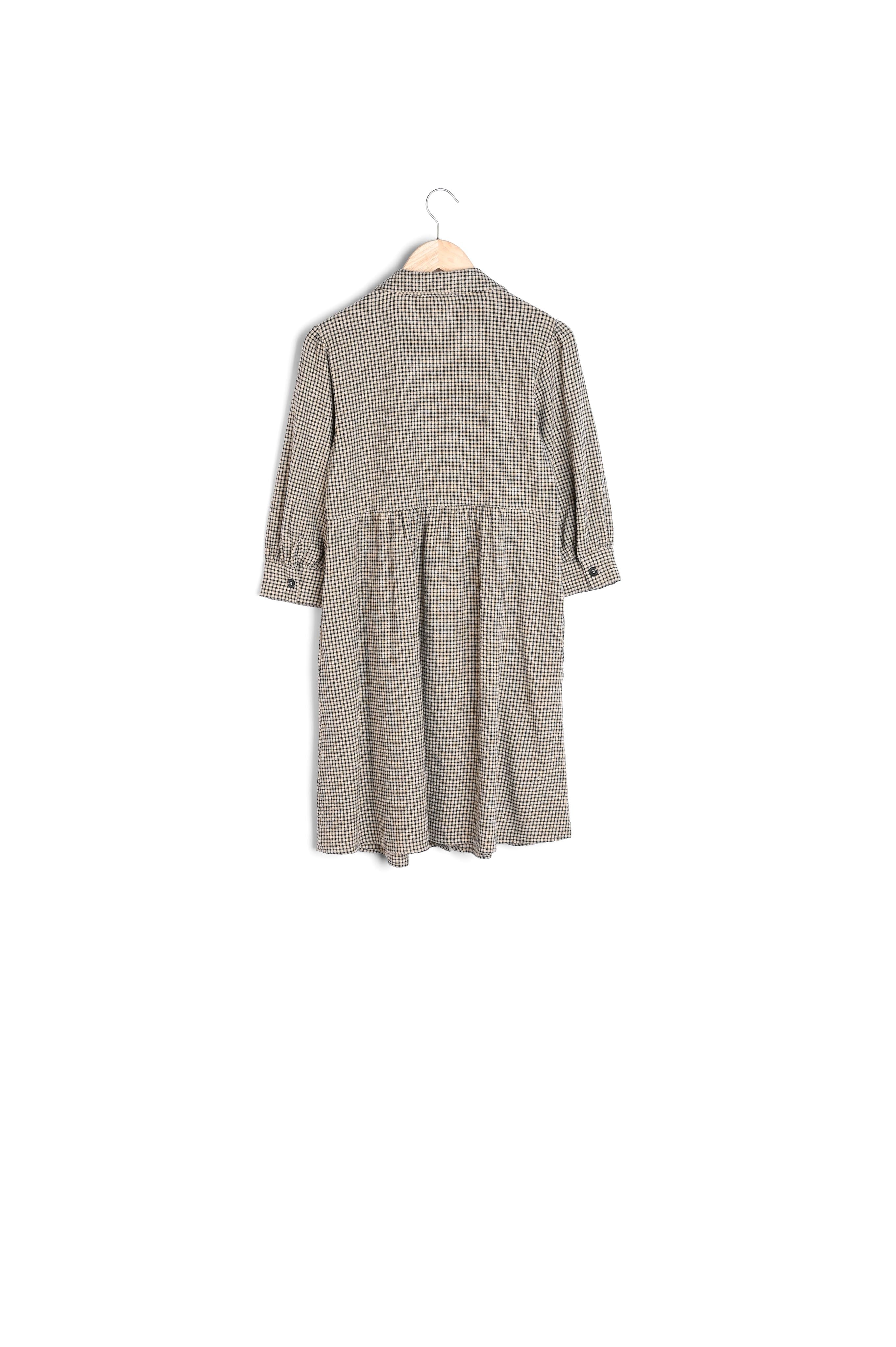 Robe courte en vichy beige et noire Hema Faume - seconde main